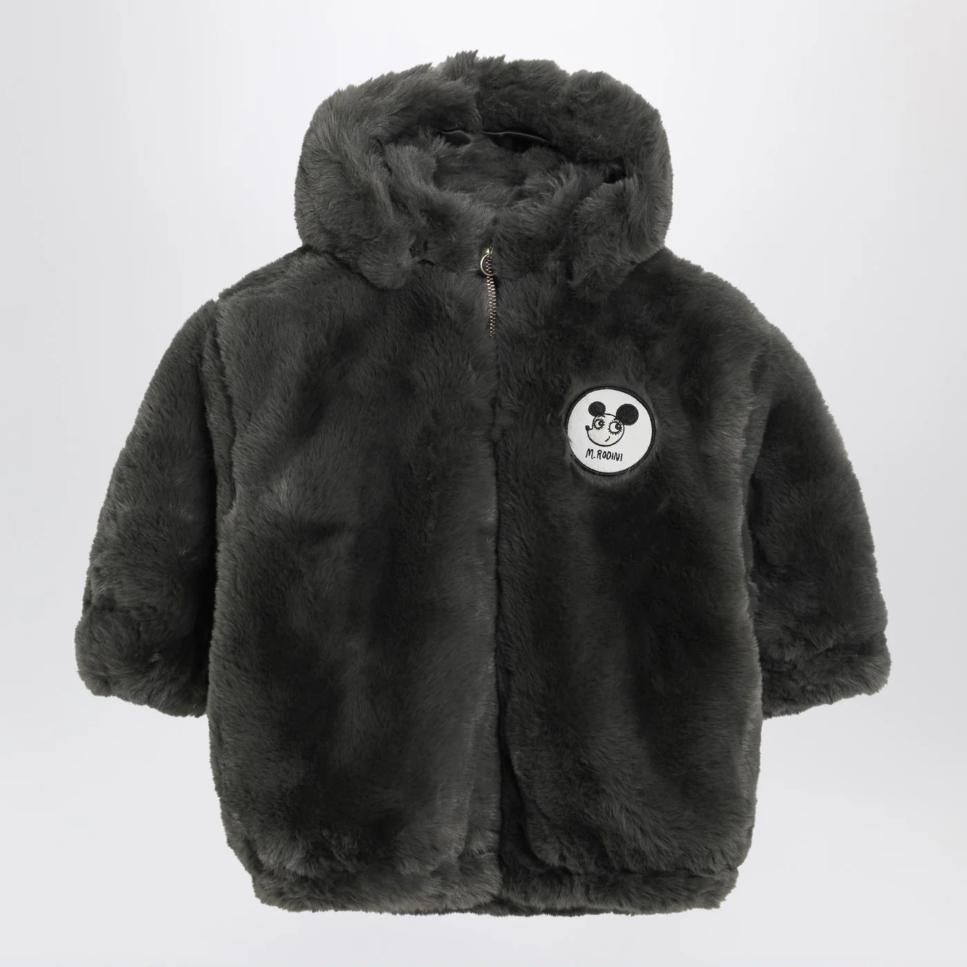 Mini Rodini Ritzratz patch faux fur jacket