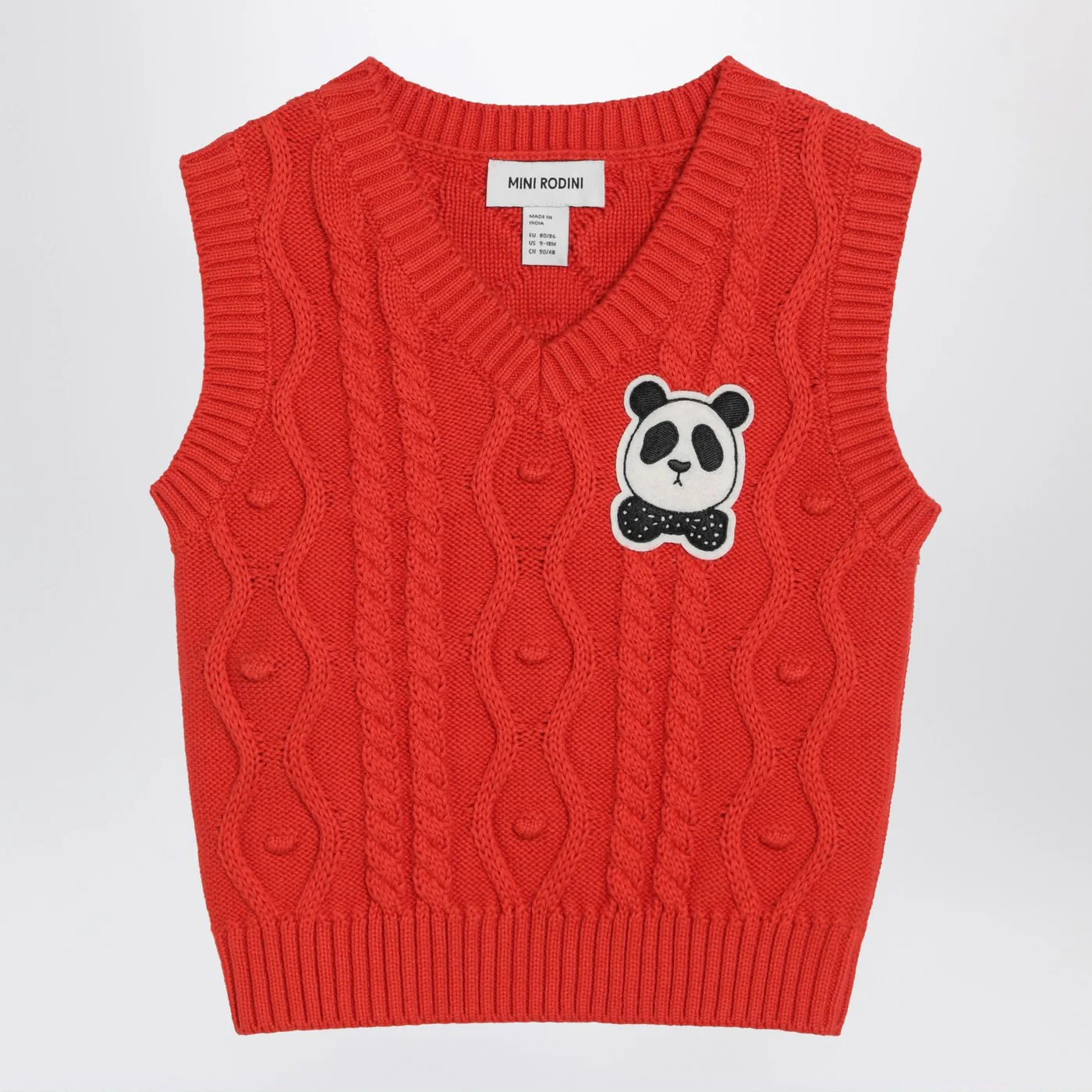 Mini Rodini Red Panda cable knit slipover
