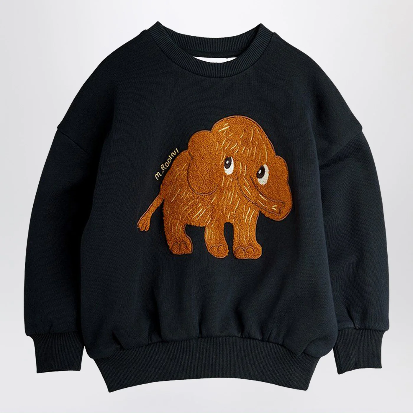 Mini Rodini Black sweatshirt with chenille mammoth