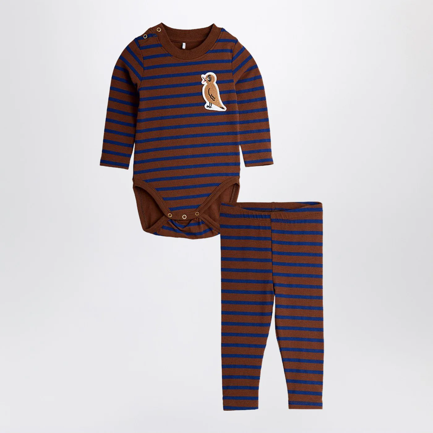 Mini Rodini Stripe bird patch baby set