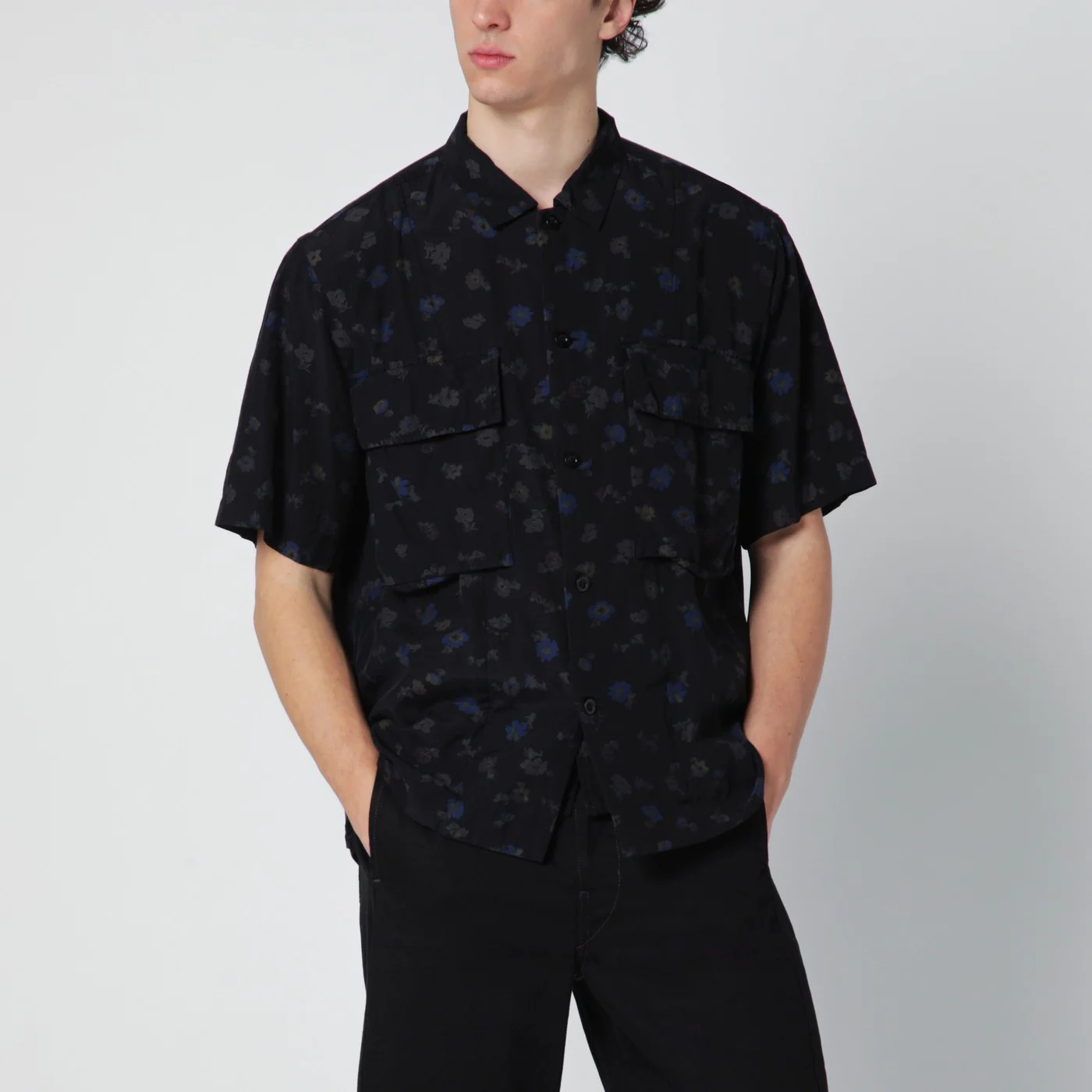Sacai Black shirt with floral print