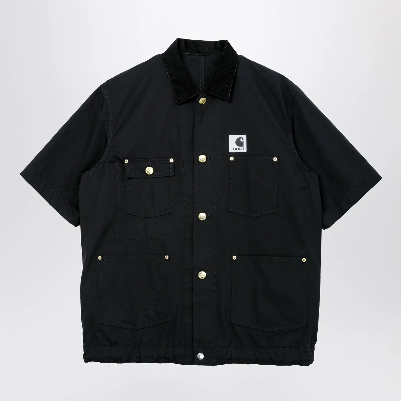 Sacai x Carhartt WIP Black short-sleeve cotton canvas shirt