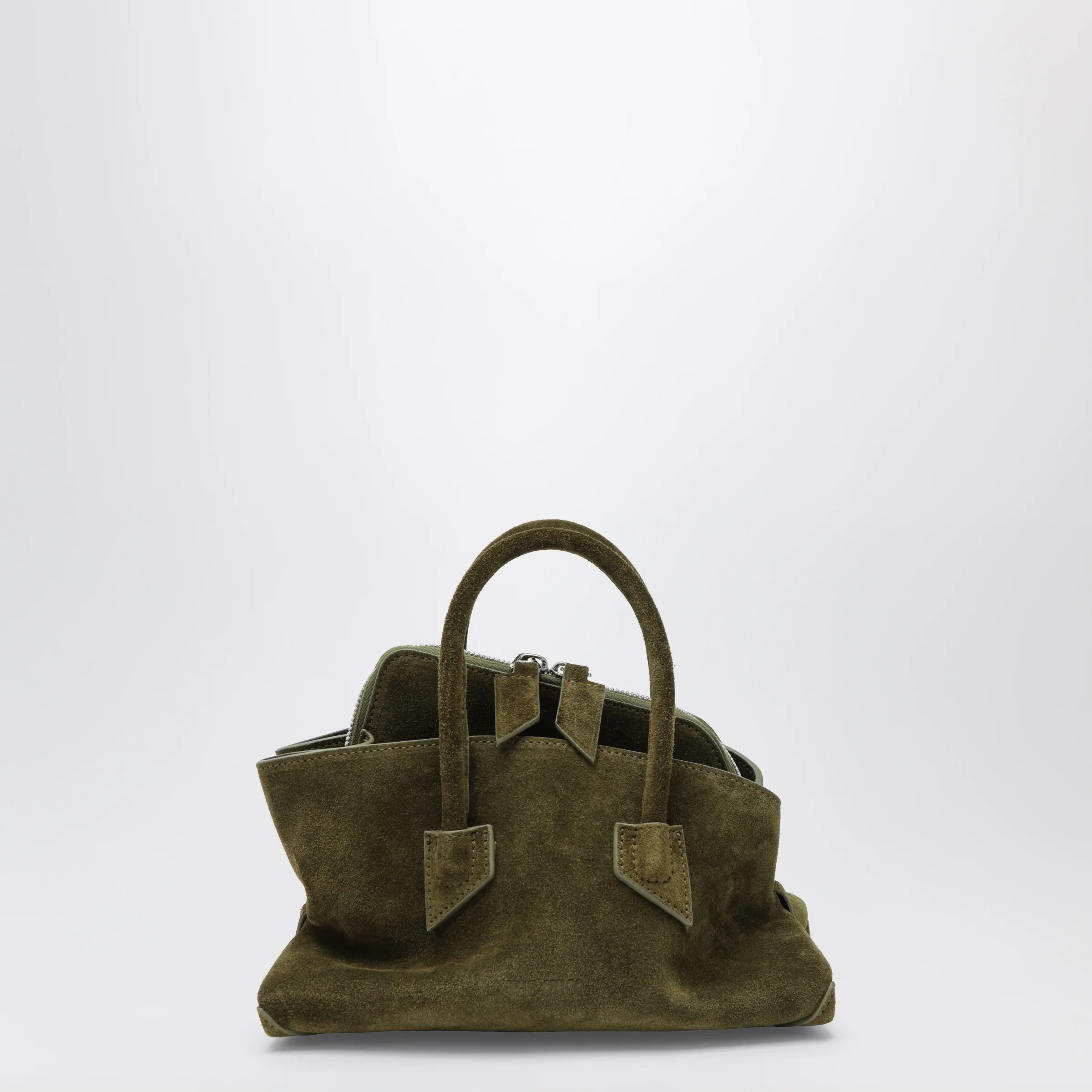 The Attico La Passeggiata Mini khaki green suede bag