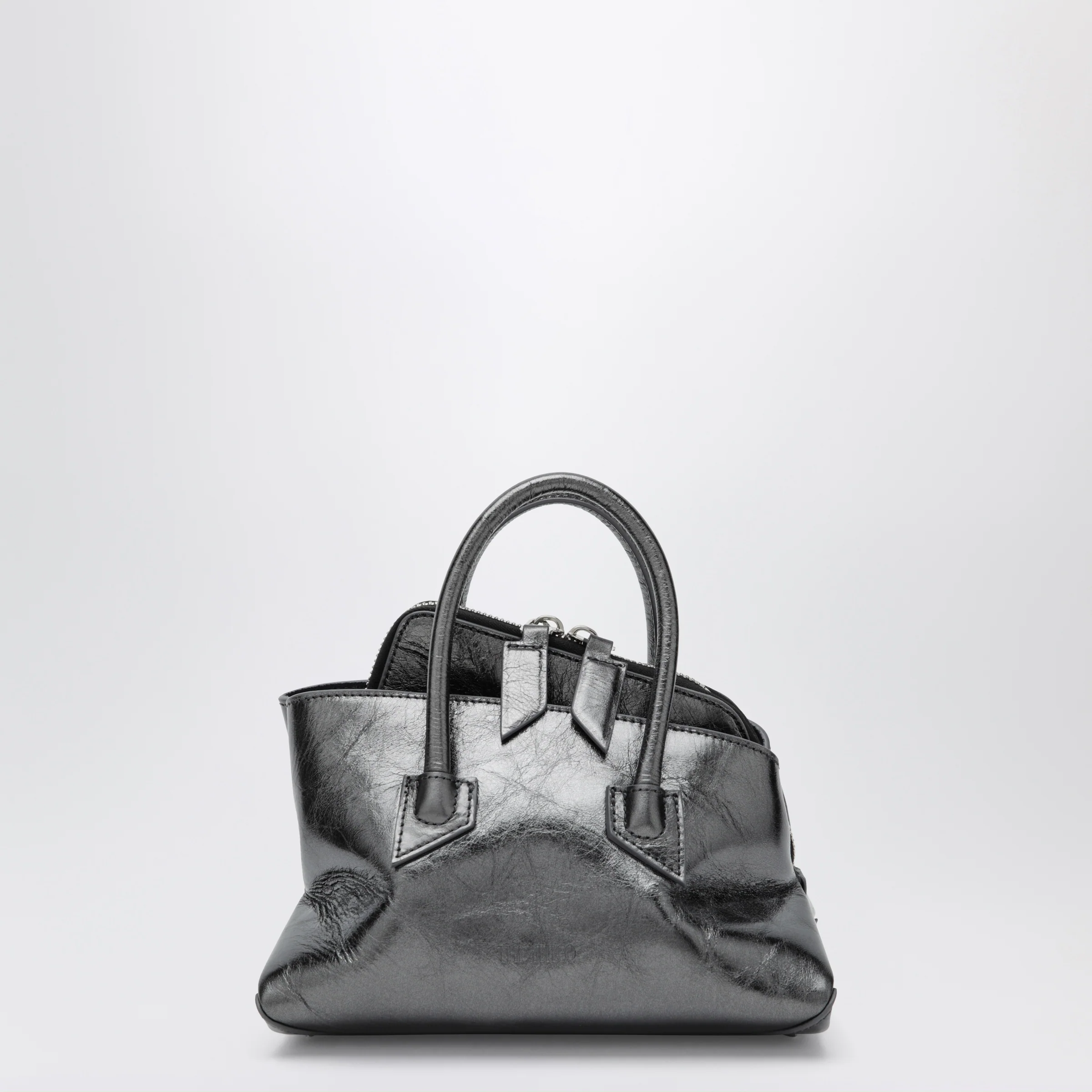 The Attico La Passeggiata Mini dark grey cracked laminated leather bag