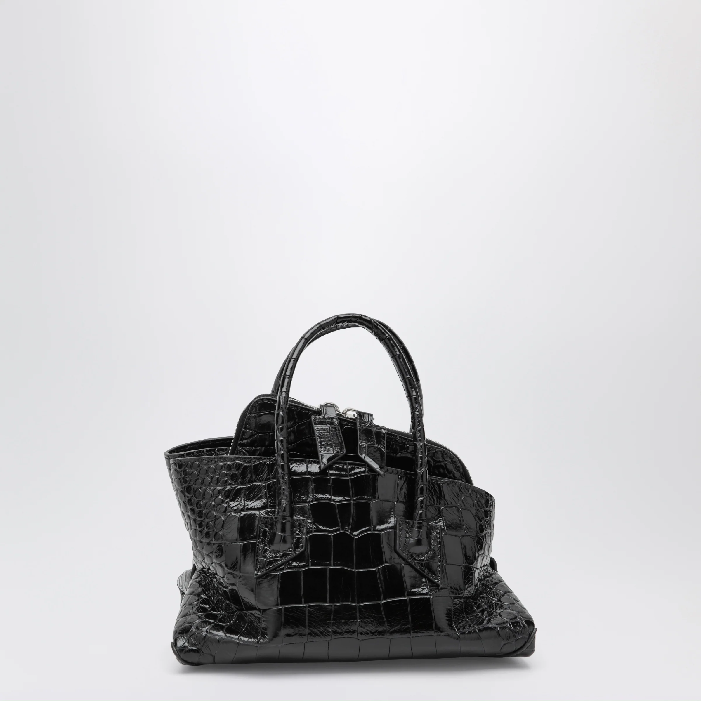 The Attico La Passeggiata Mini black crocodile-print leather bag
