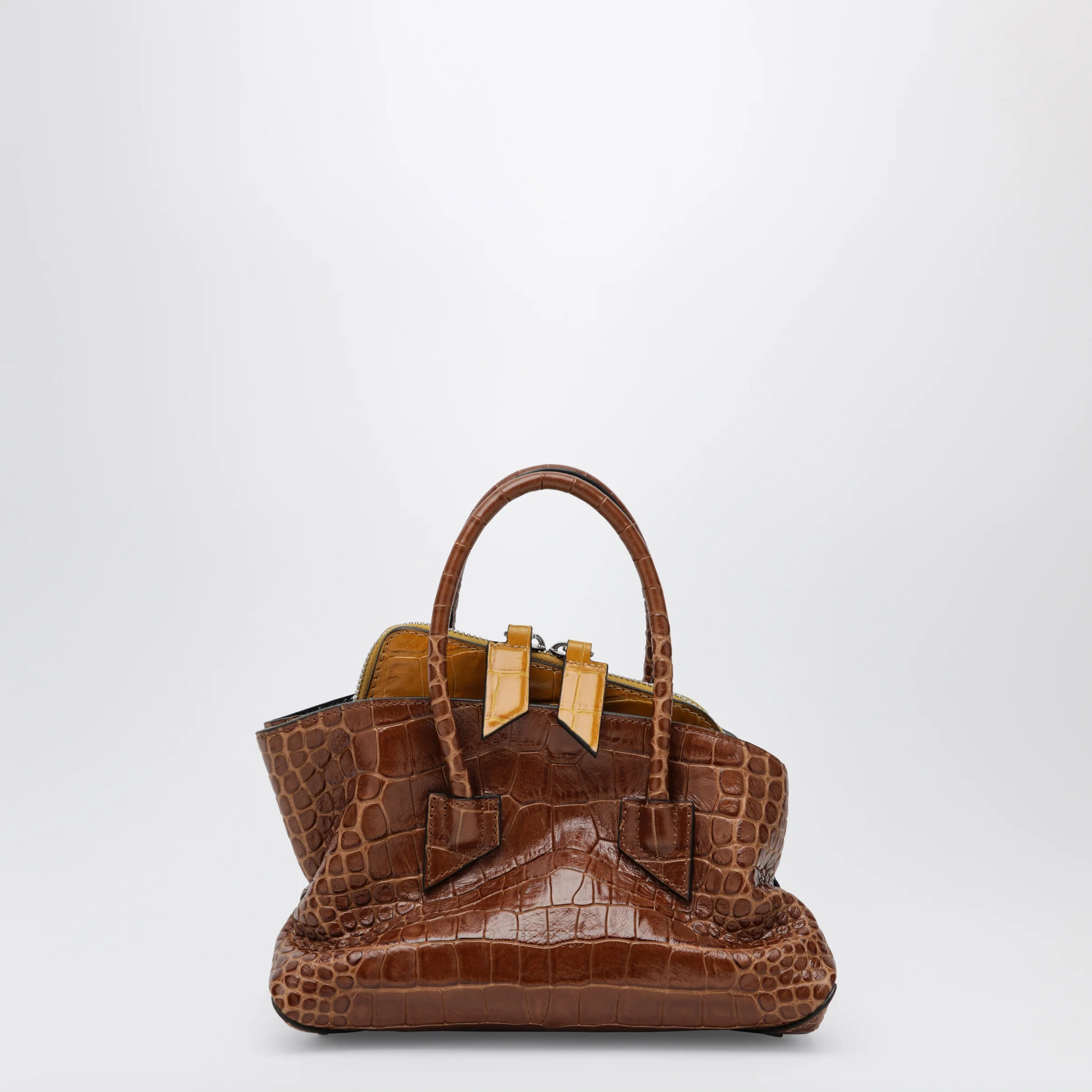 The Attico La Passeggiata Mini shaded brown crocodile-print leather bag