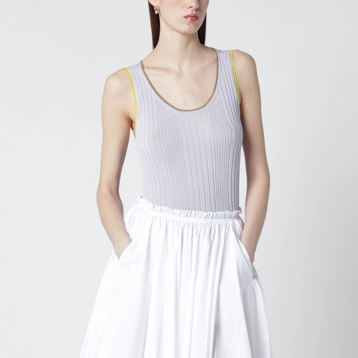 Roberto Collina Lilac tank top with gold trim