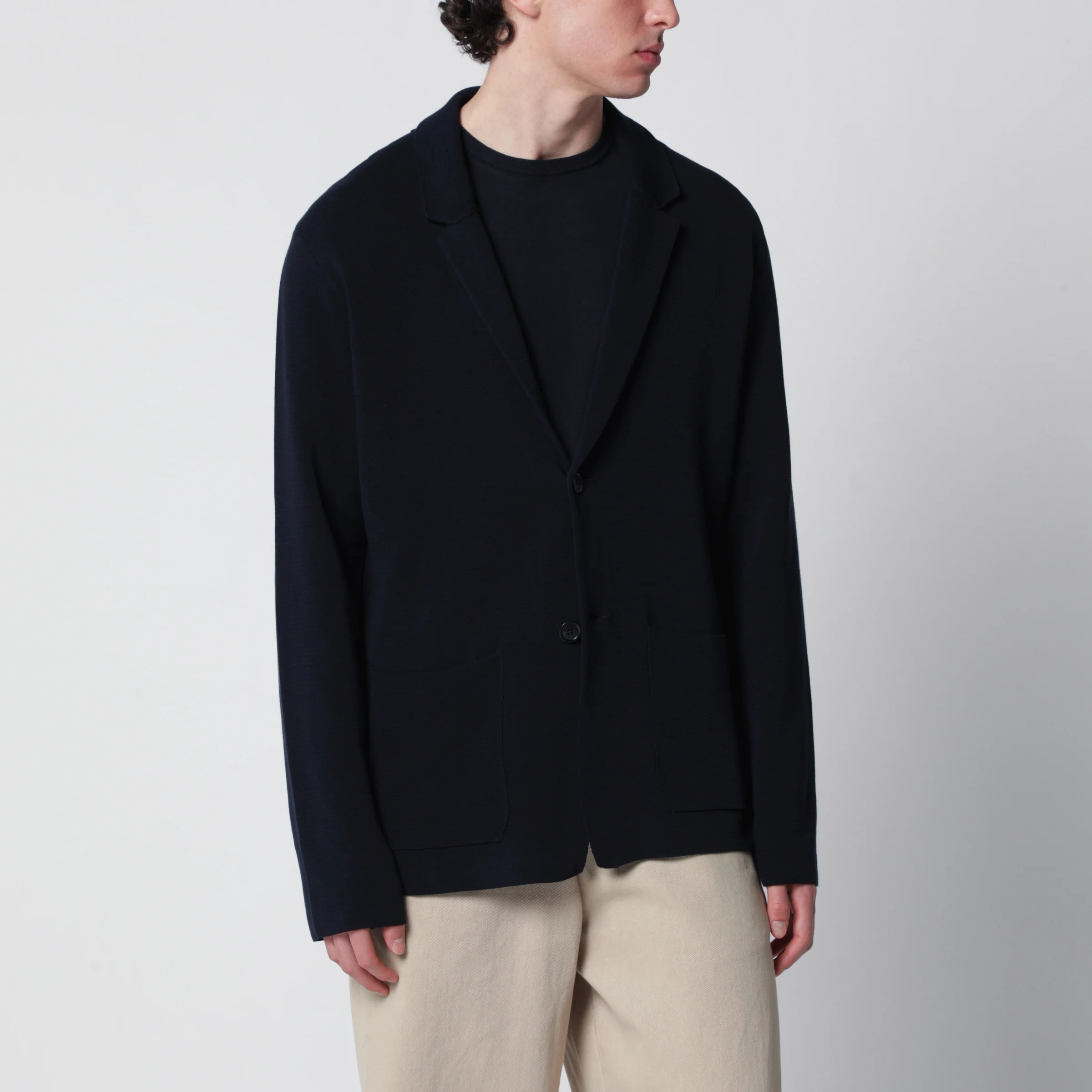 Roberto Collina Navy blue cotton cardigan jacket
