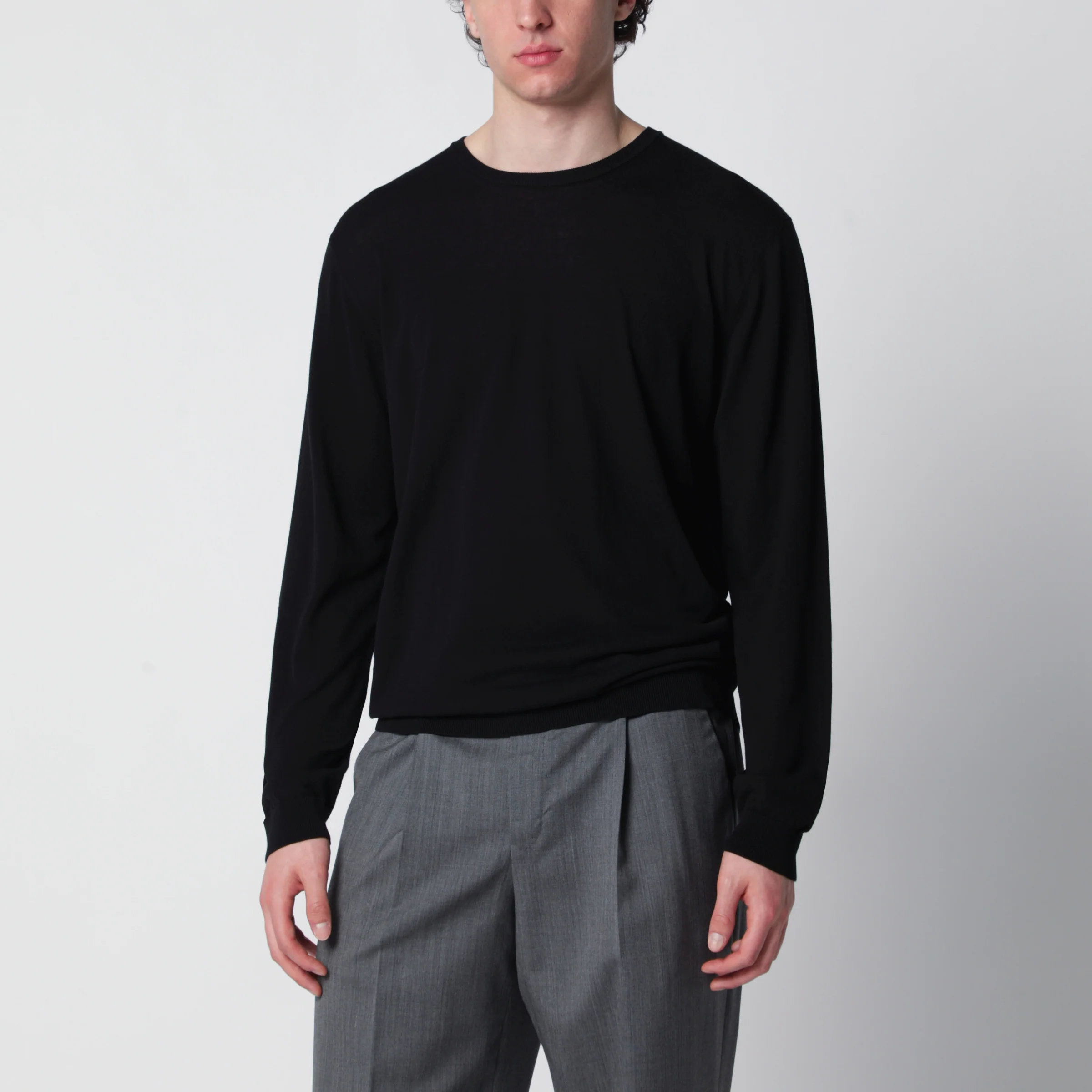 Roberto Collina Black cotton crewneck sweater