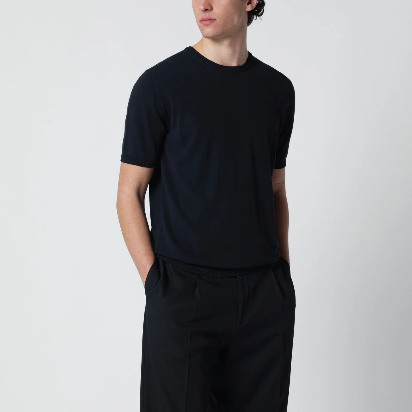 Roberto Collina Navy blue cotton knit
