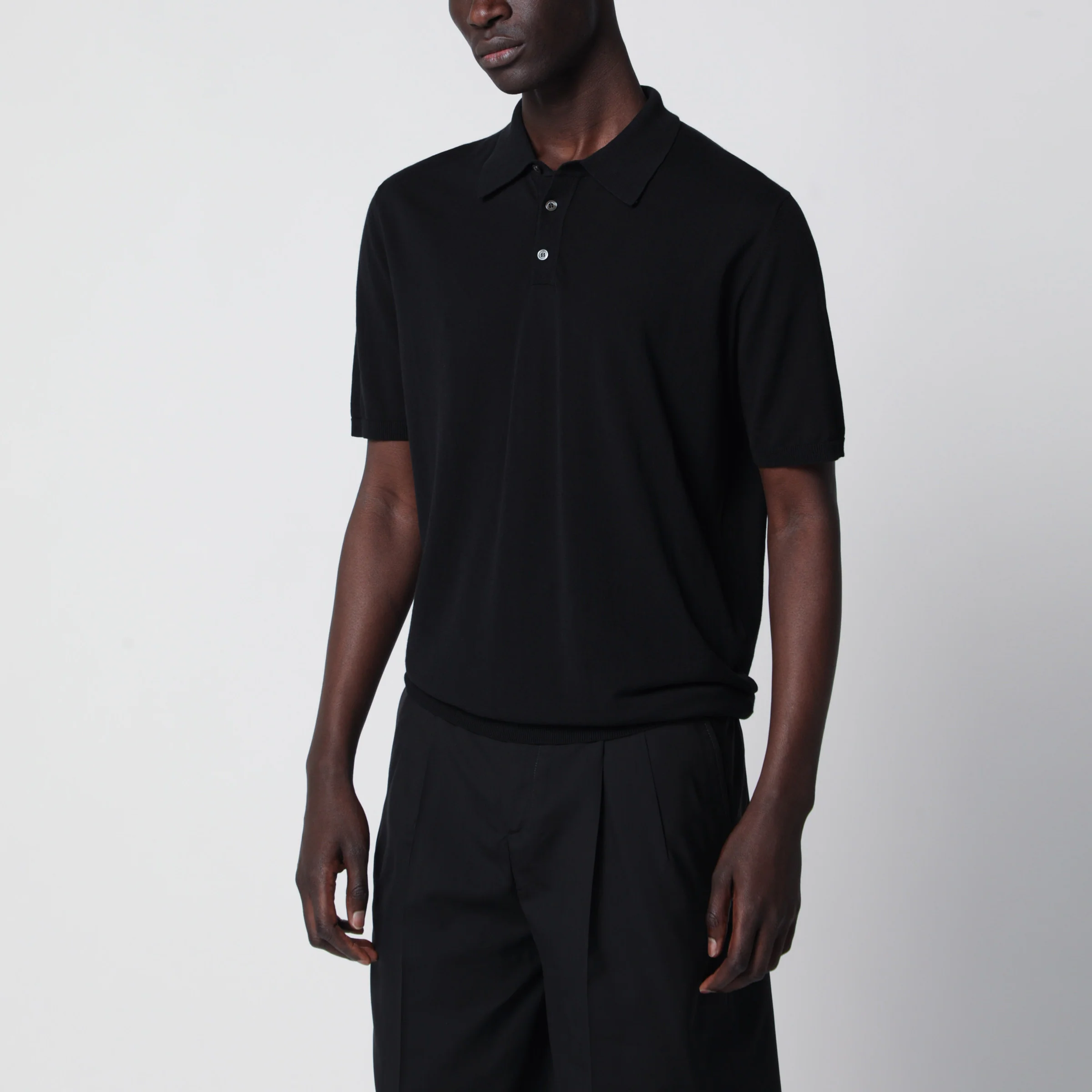 Roberto Collina Black regular cotton polo