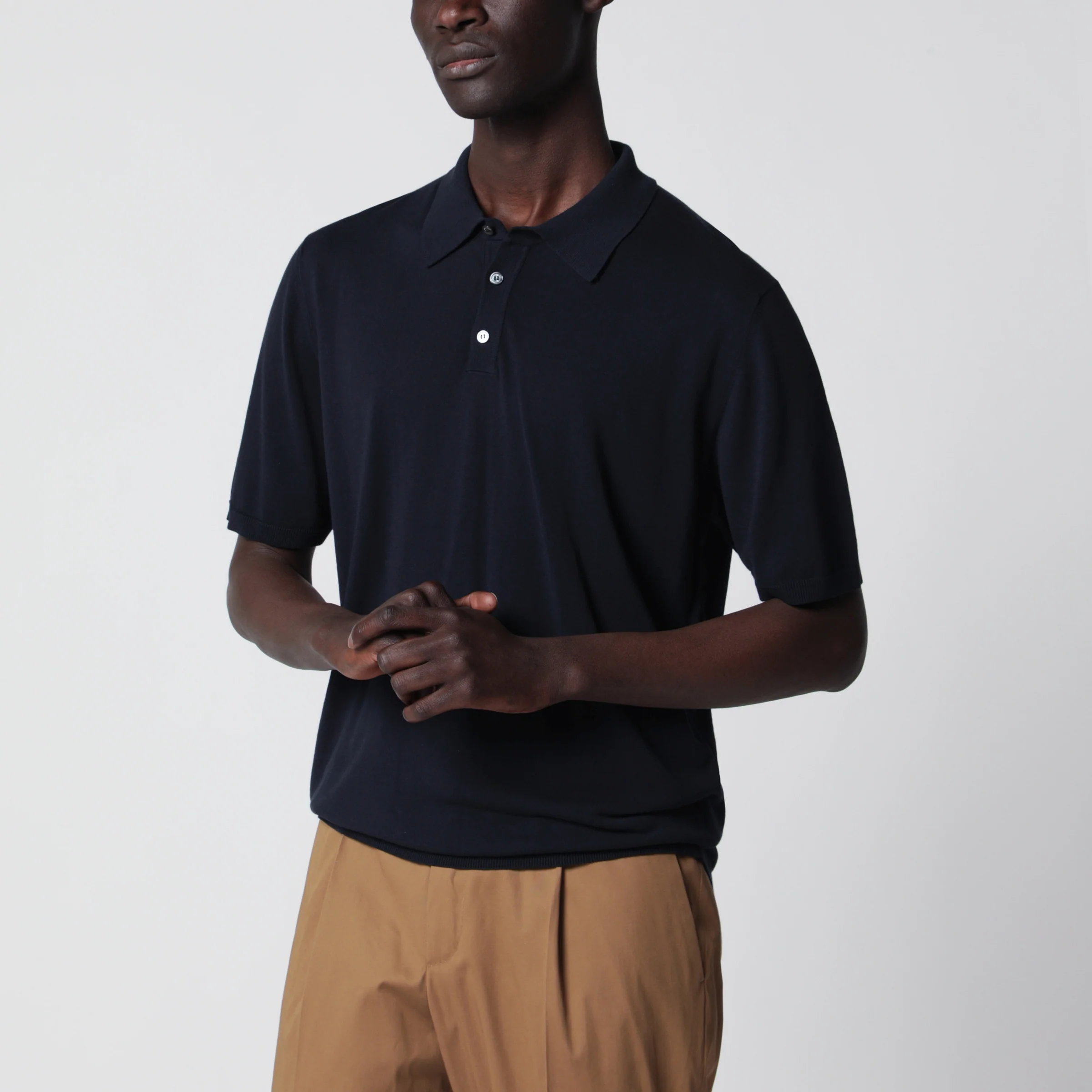 Roberto Collina Regular cotton polo Navy Blue