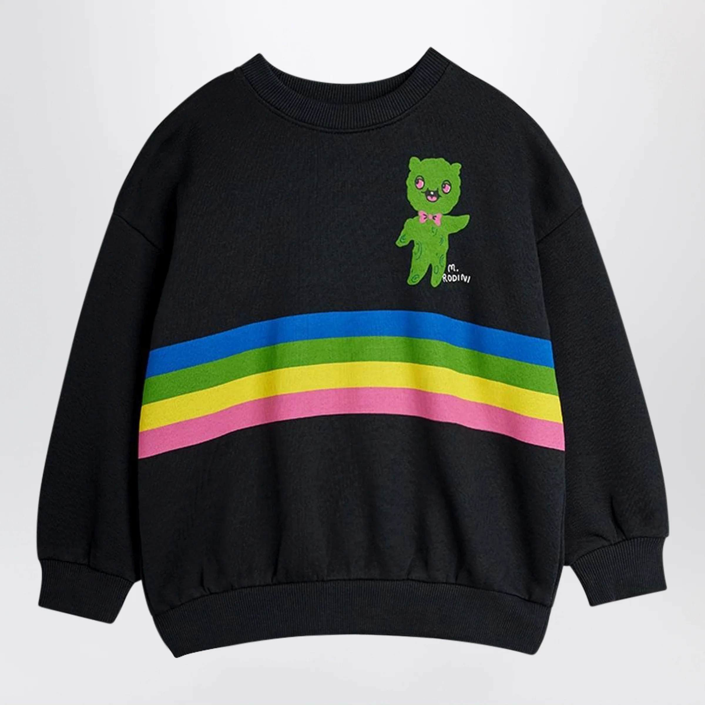 Mini Rodini Black sweatshirt with Alien striped print