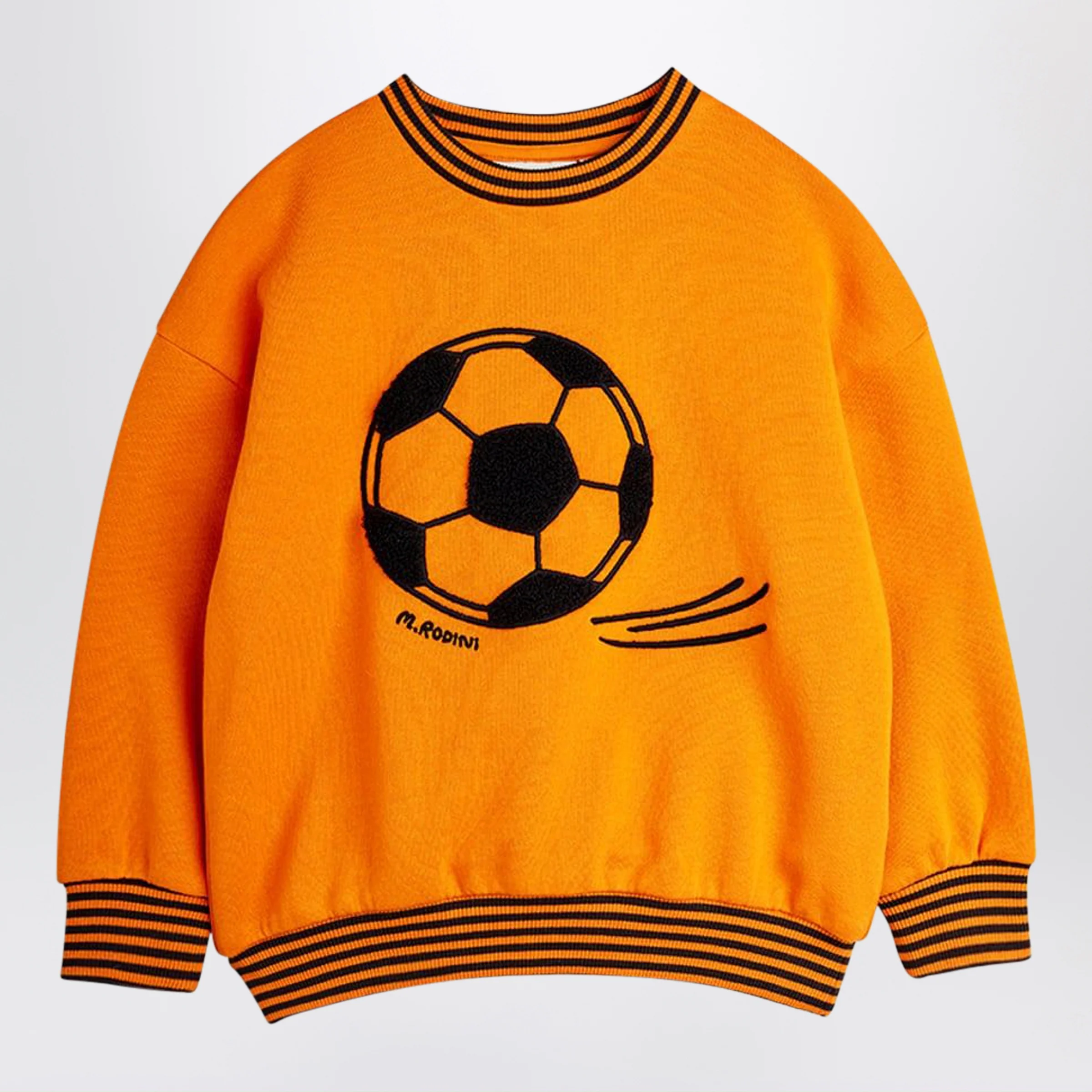 Mini Rodini Orange sweatshirt with chenille soccer ball