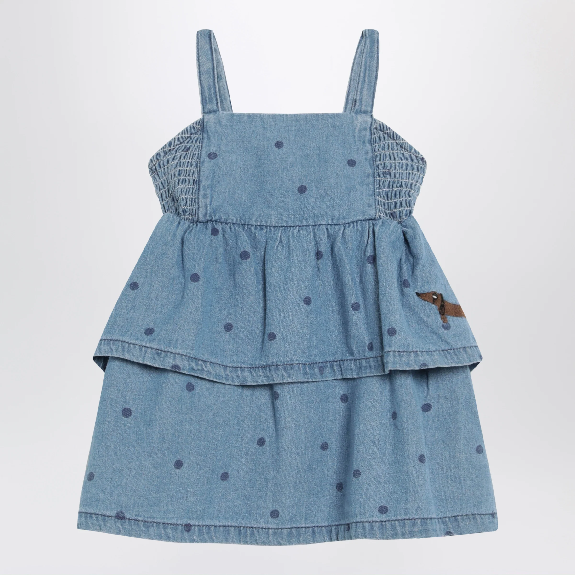 Mini Rodini Blue denim dress with polka dots