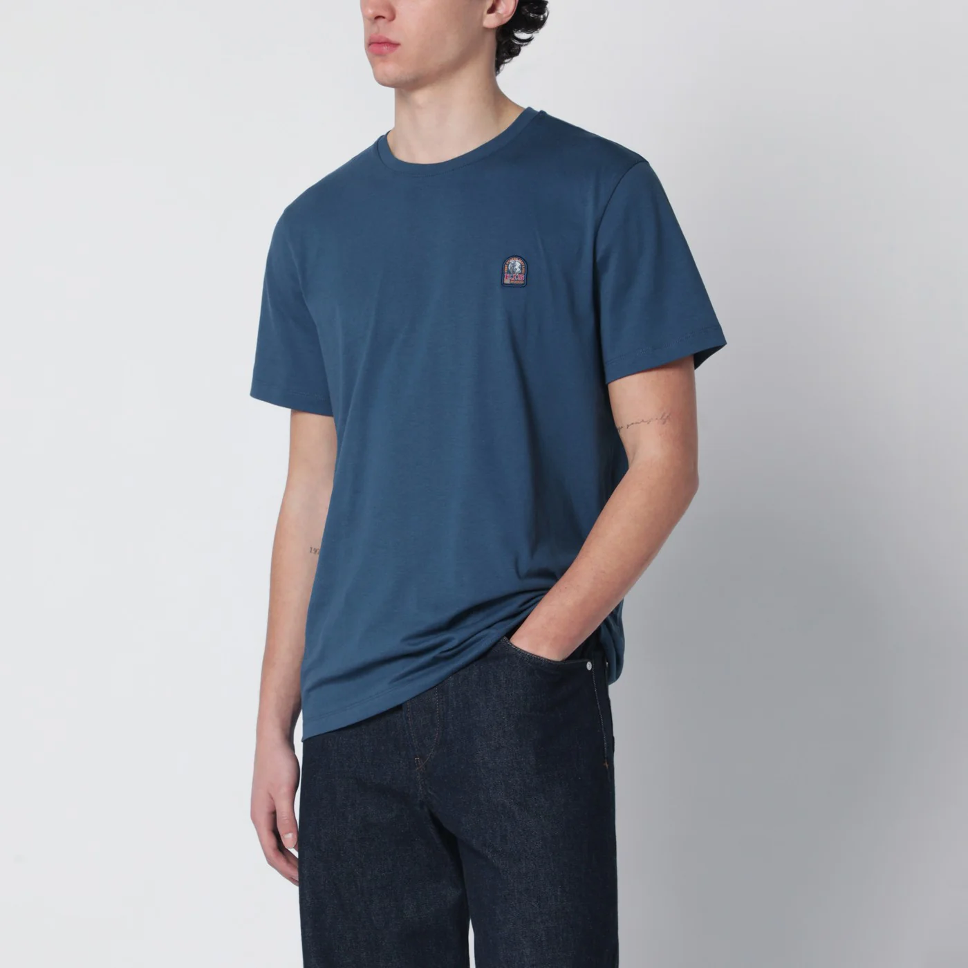 Parajumpers Blue regular-fit T-shirt with logo patch