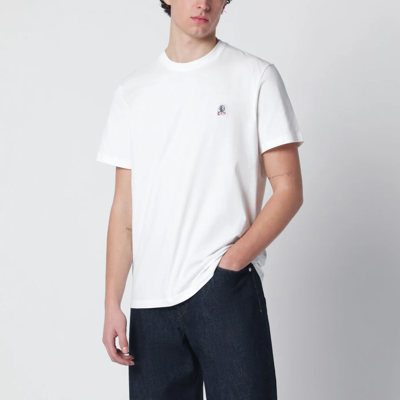 Parajumpers White regular-fit T-shirt with logo patch