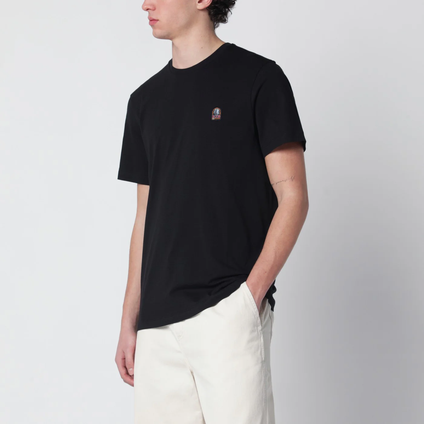 Parajumpers Black regular-fit T-shirt with logo patch
