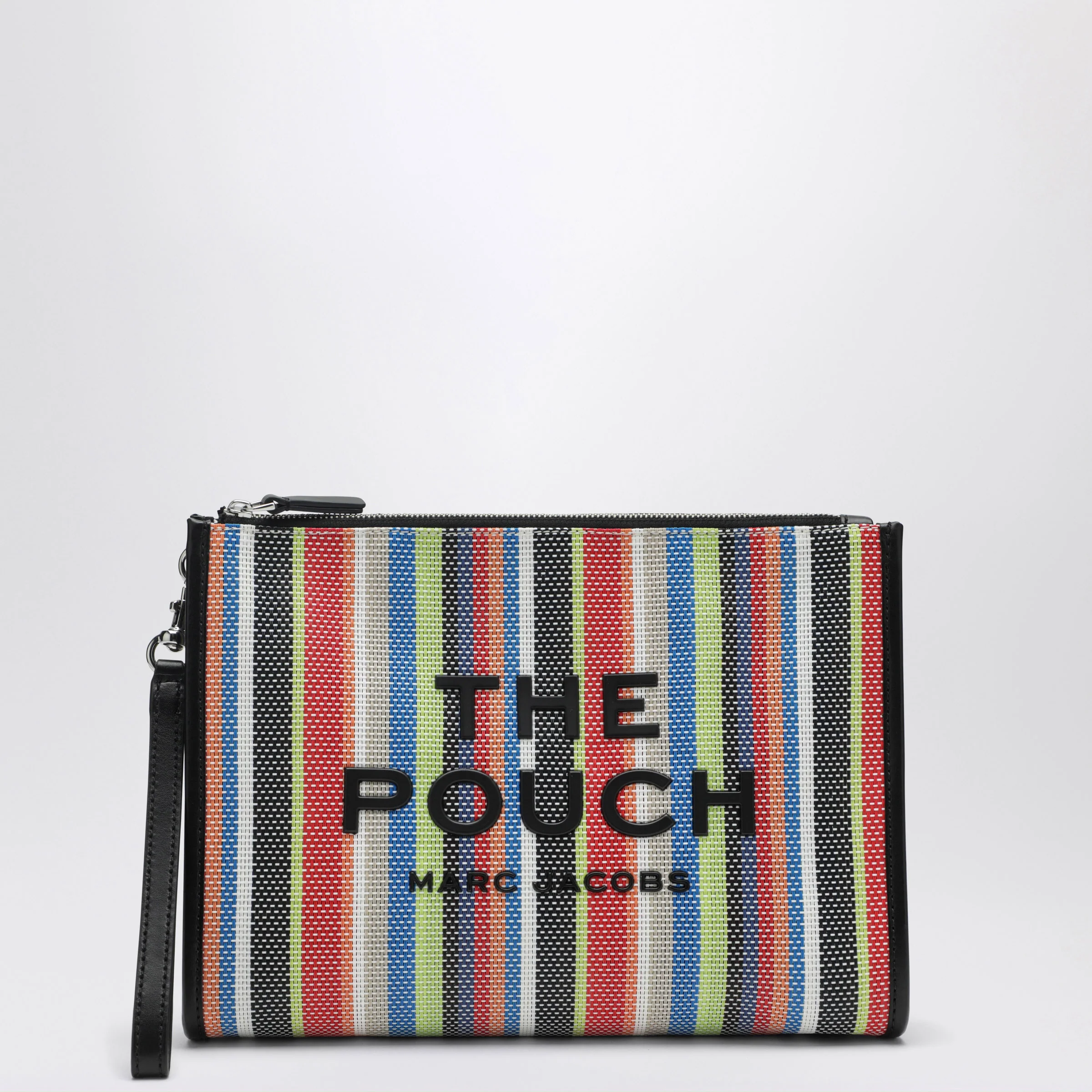 Marc Jacobs Large rainbow-striped mesh pouch with wrist strap