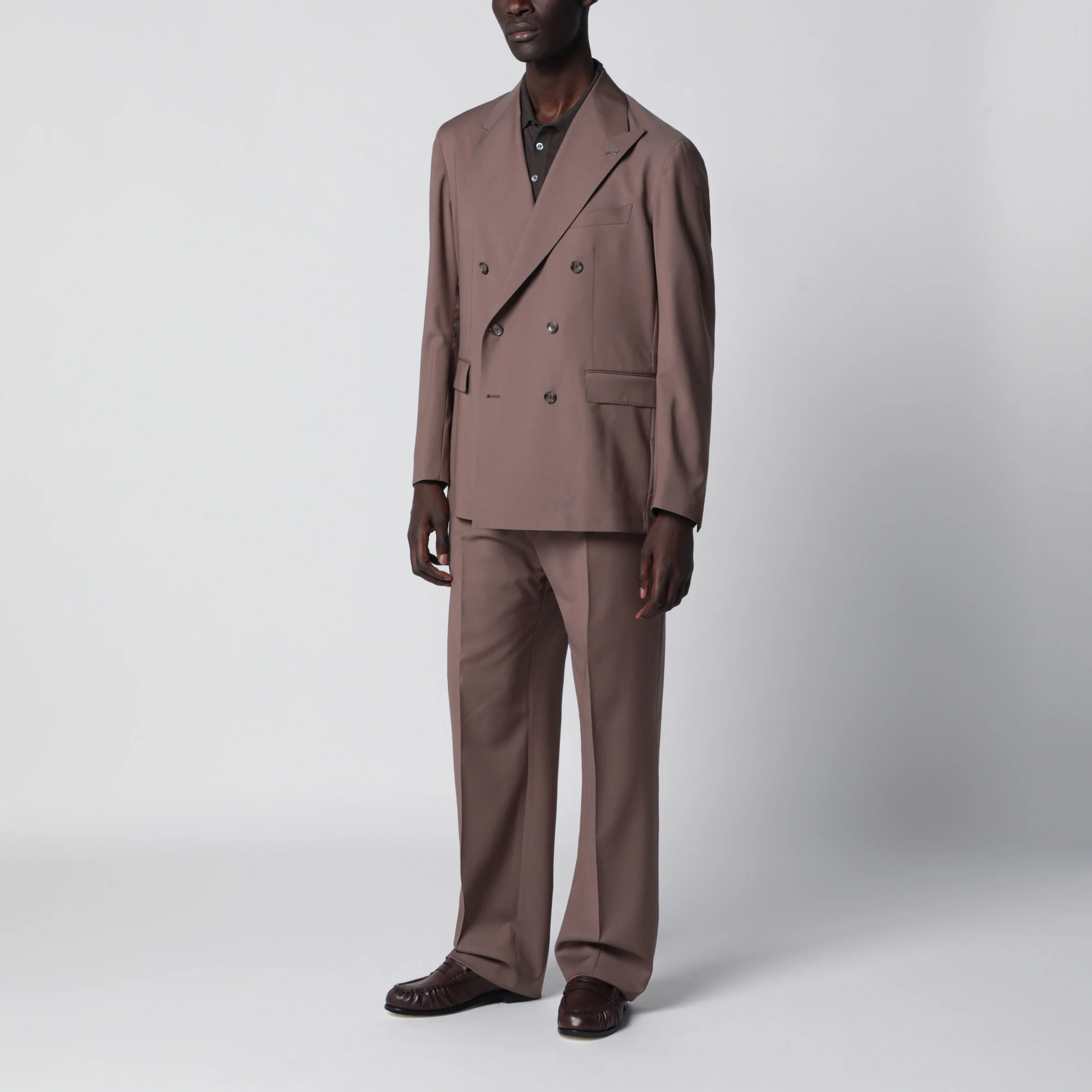 Tagliatore Taupe double-breasted wool suit
