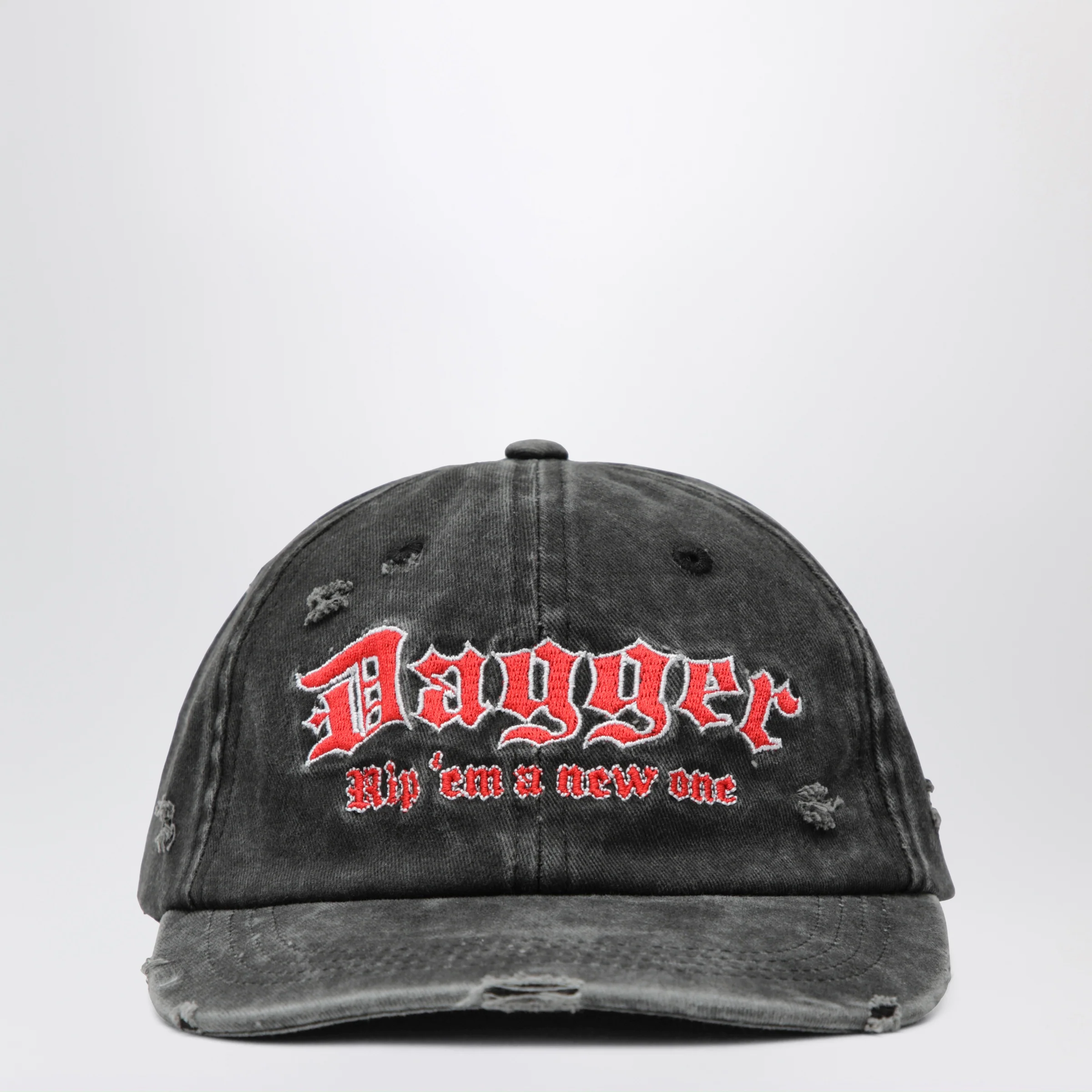 DAGGER Black distressed-effect baseball cap
