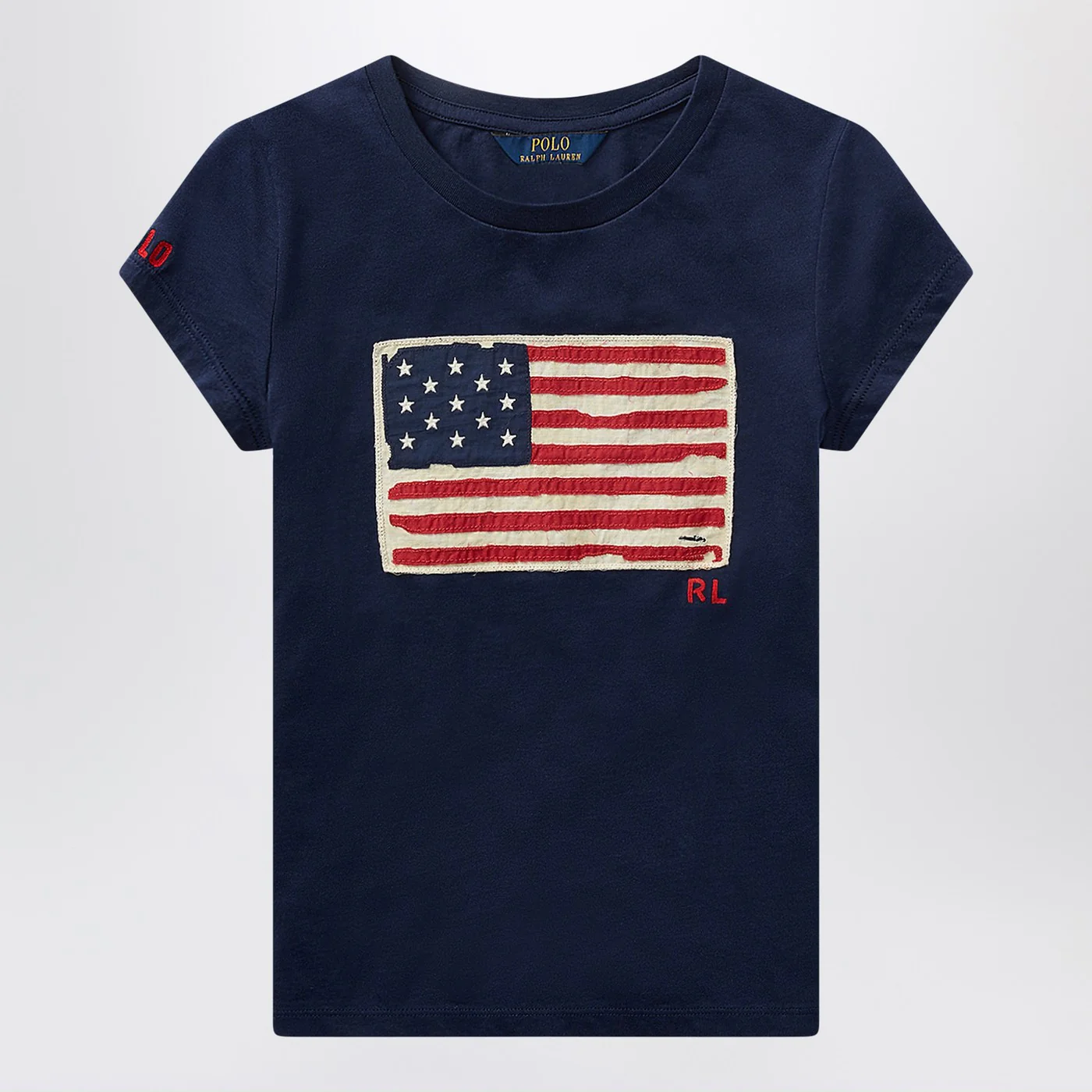 Polo Ralph Lauren Navy blue jersey T-shirt with flag