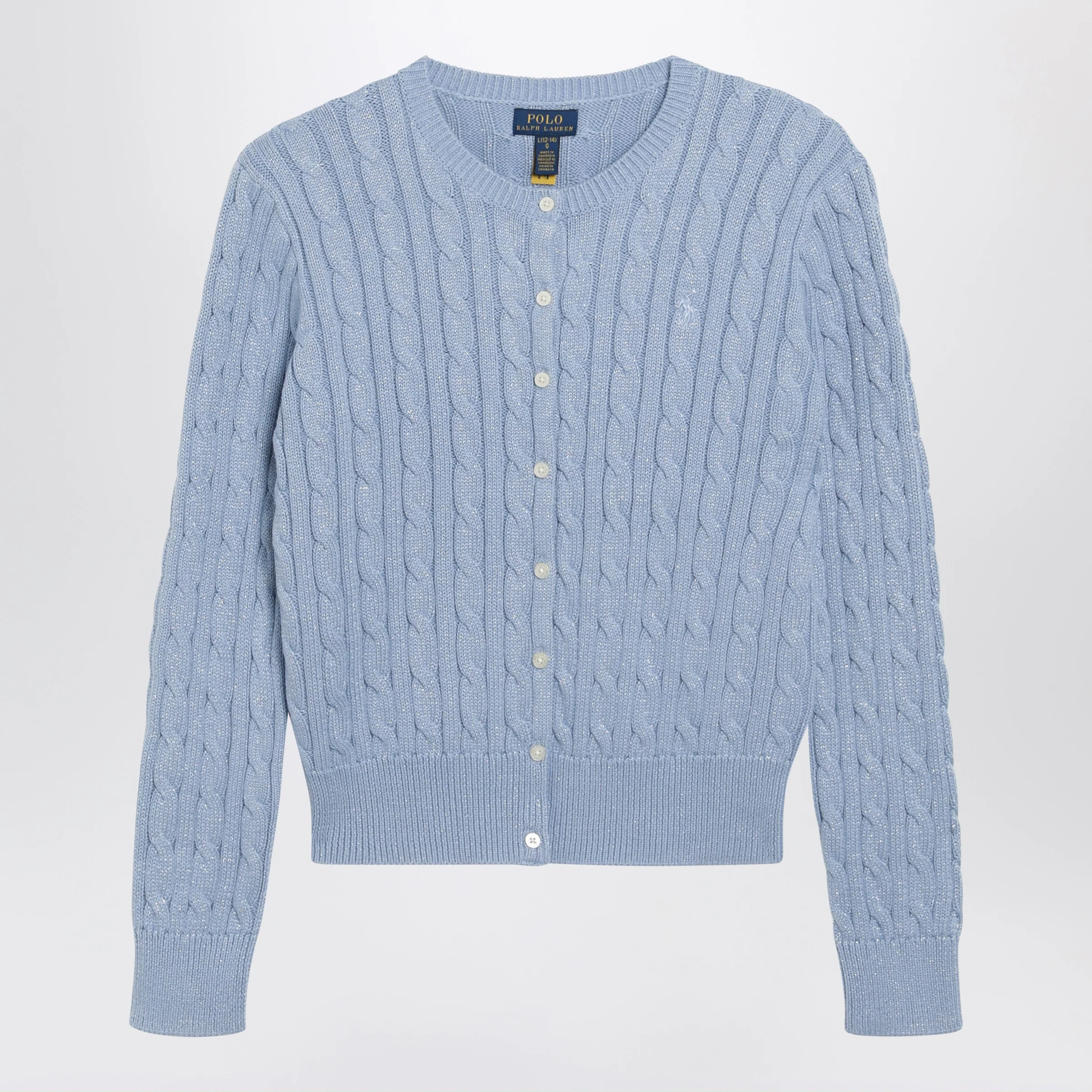 Polo Ralph Lauren Light blue cable-knit cotton cardigan