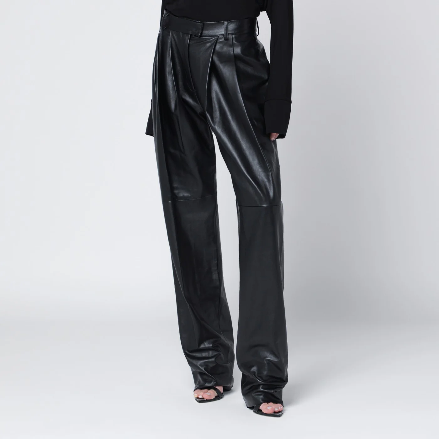 Francesco Murano Black faux leather trousers