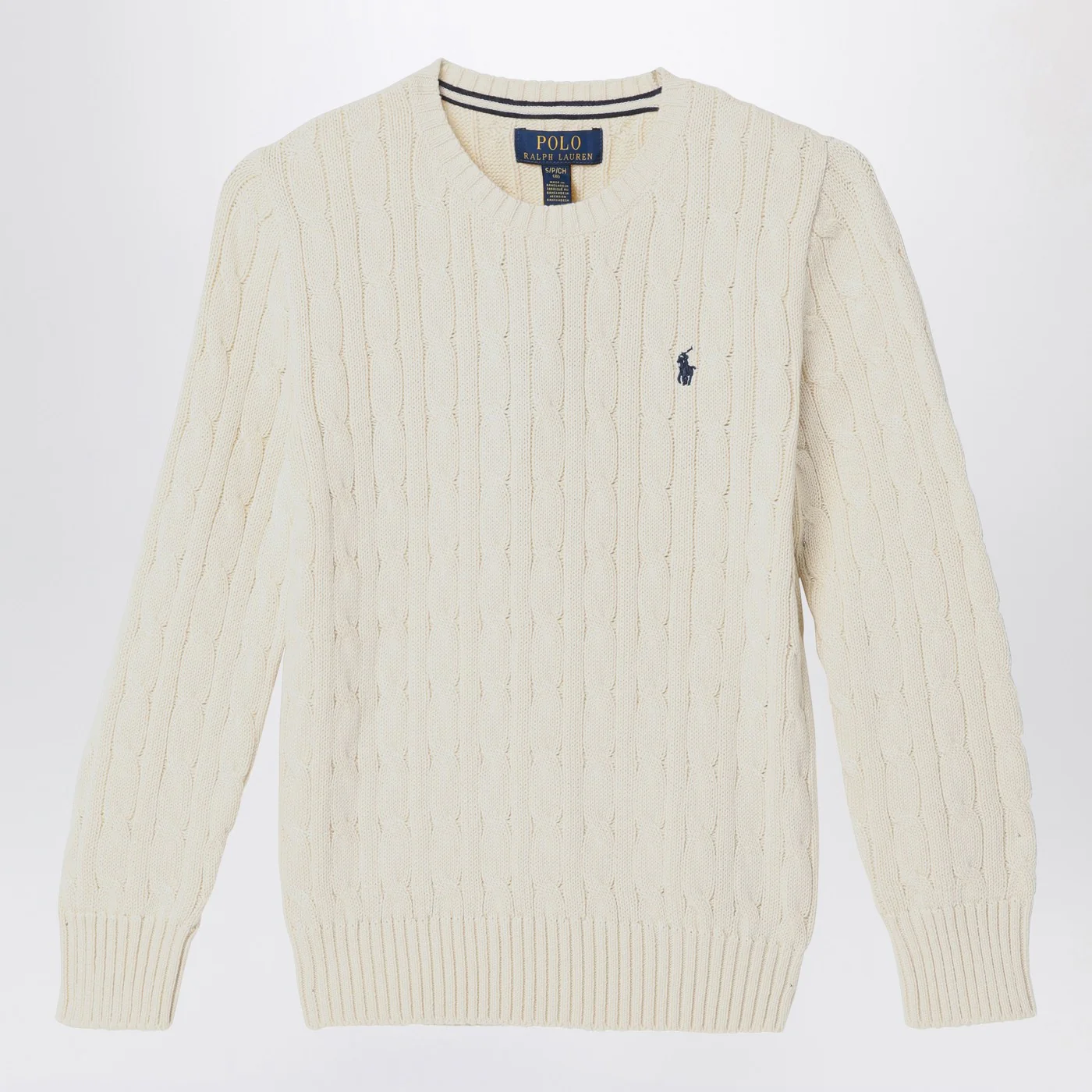 Polo Ralph Lauren Cream cable-knit crewneck sweater