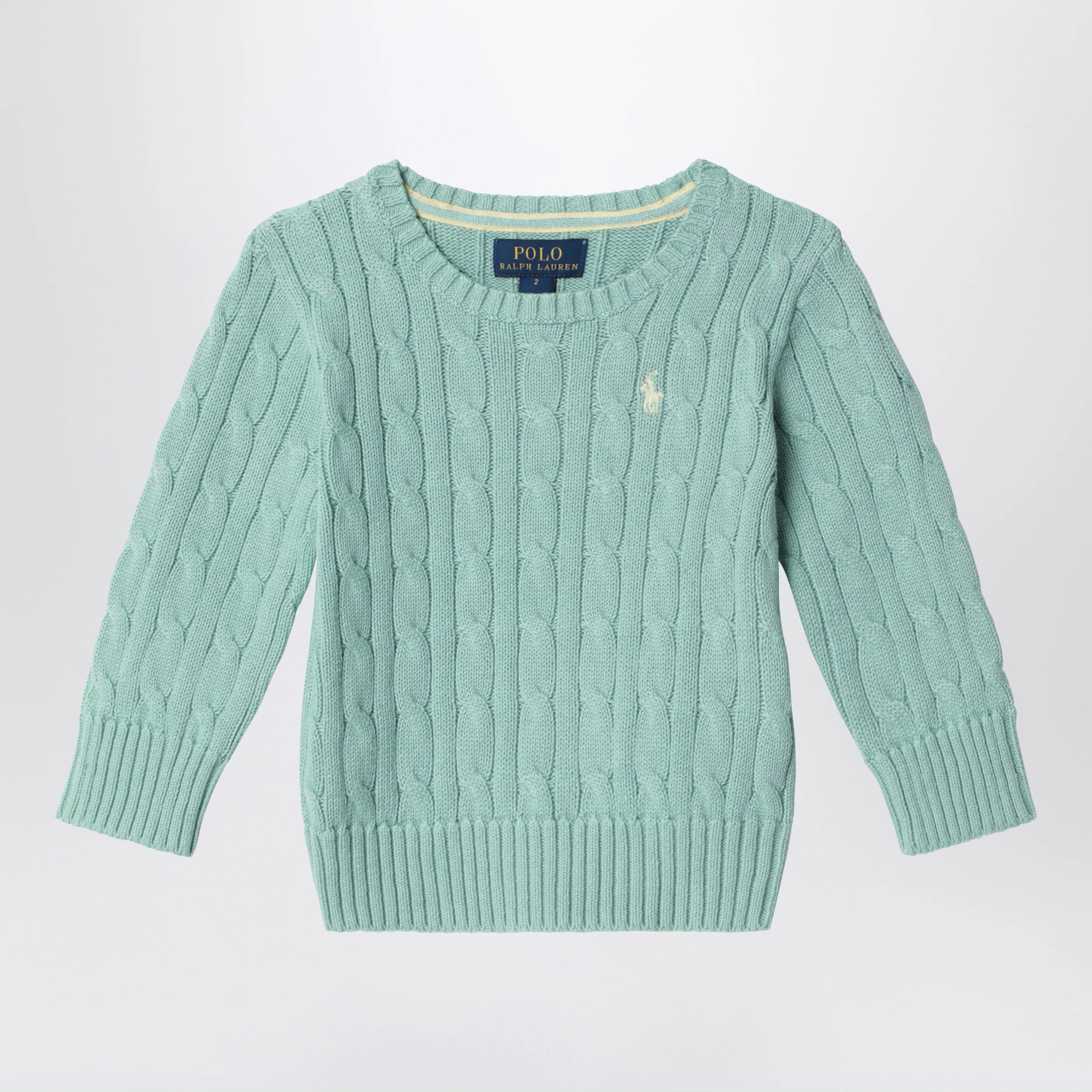 Polo Ralph Lauren Celadon green cable knit cotton jumper