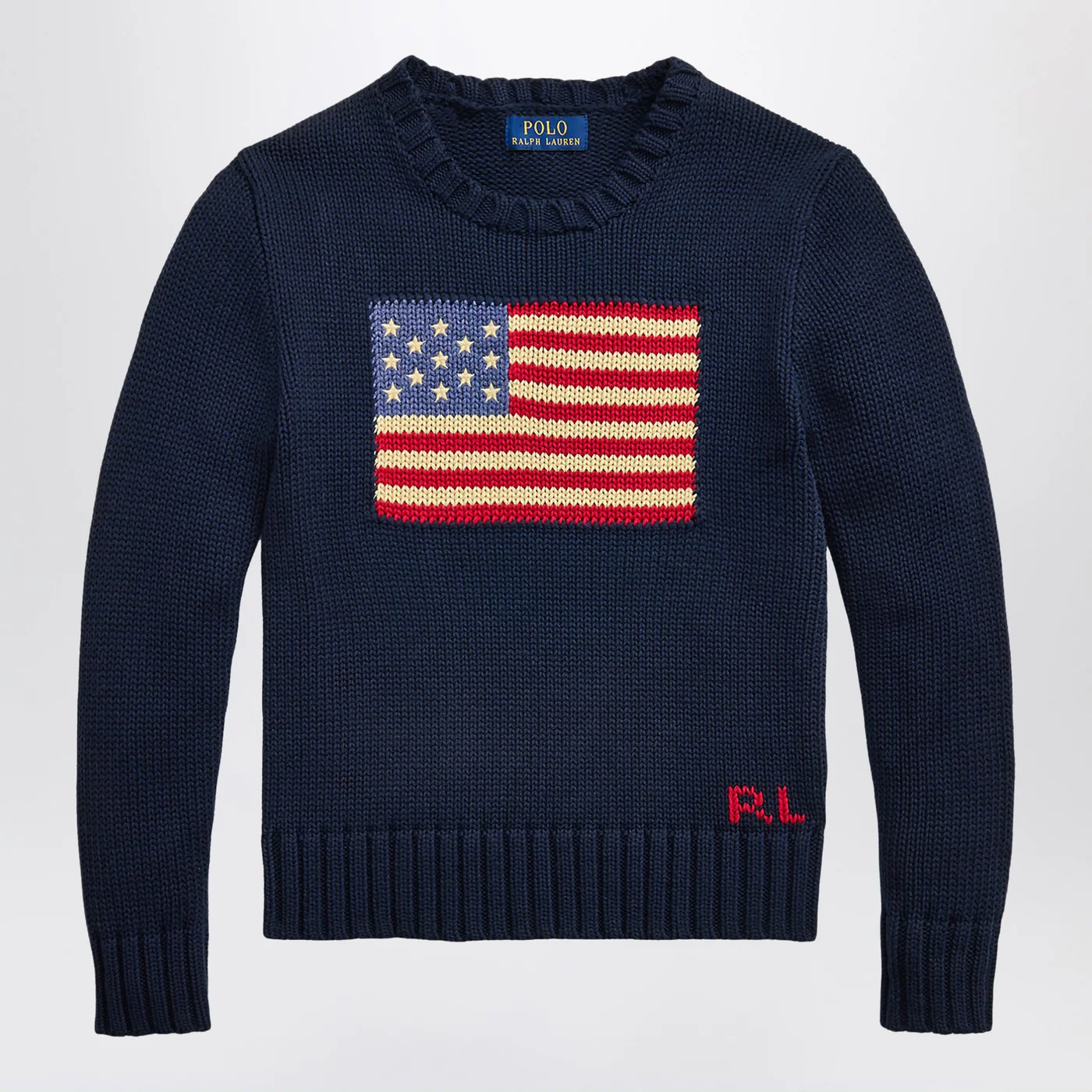 Polo Ralph Lauren Navy blue sweater with flag intarsia