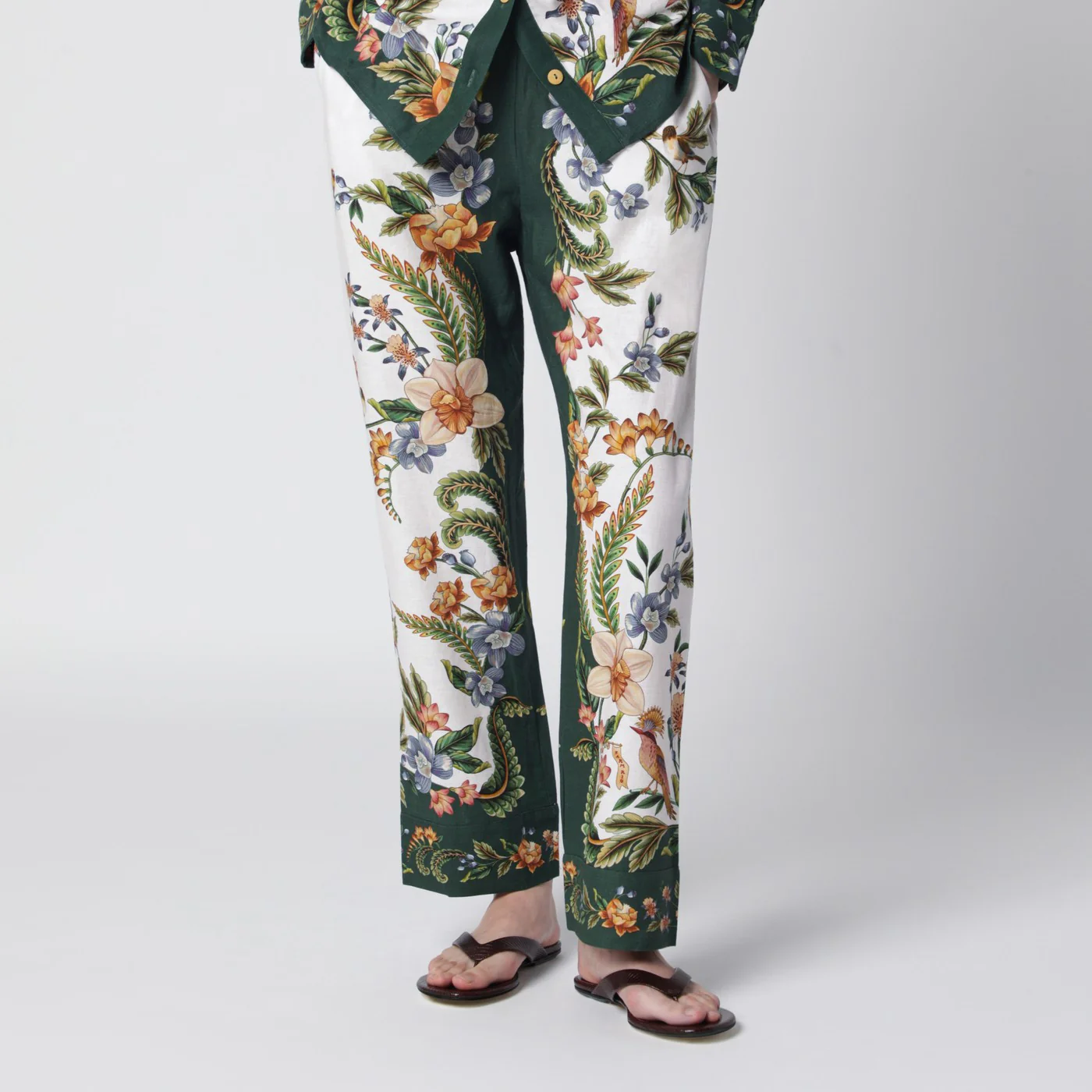 FARM Rio Sand Nature trousers in linen blend