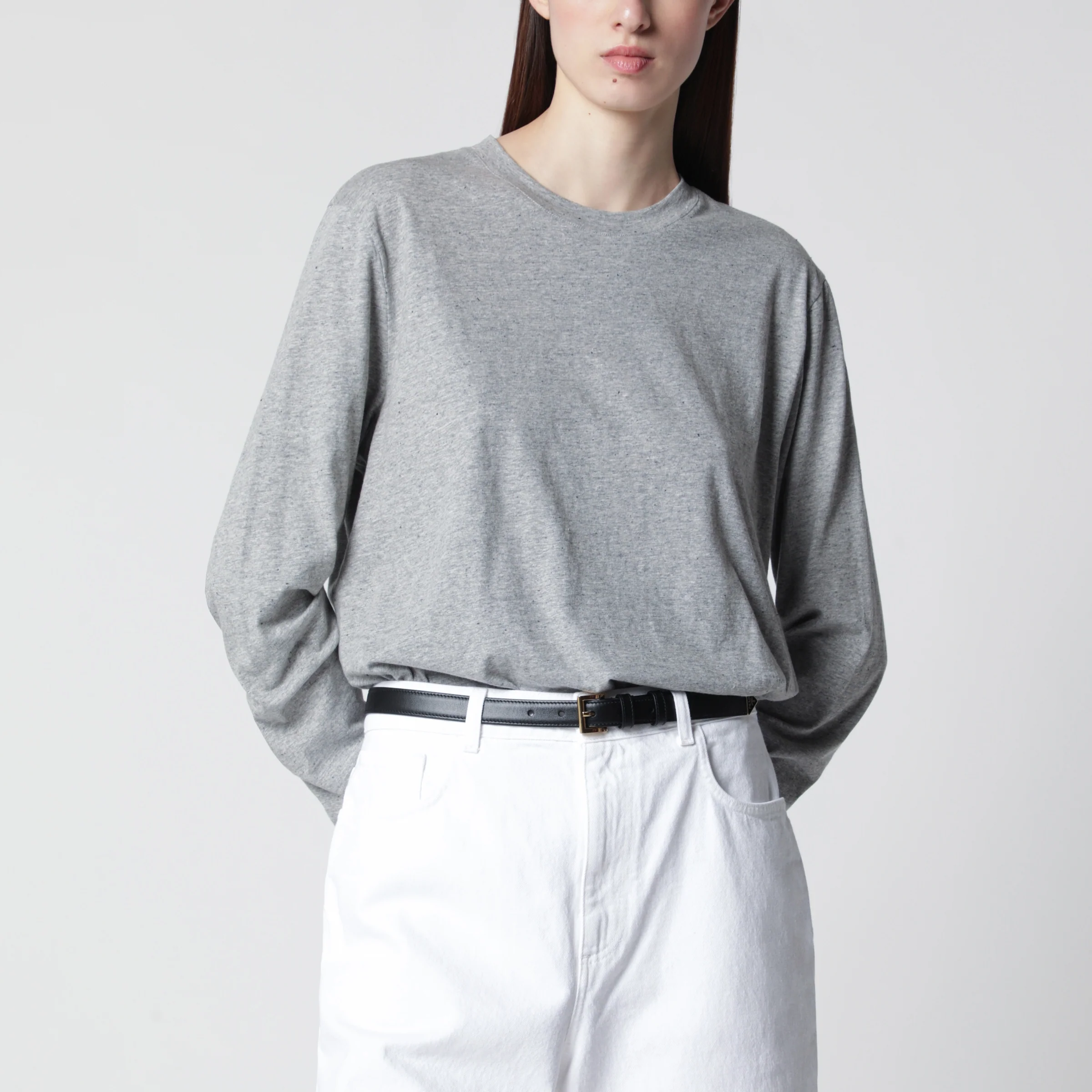 Róhe Light grey mélange long-sleeve T-shirt
