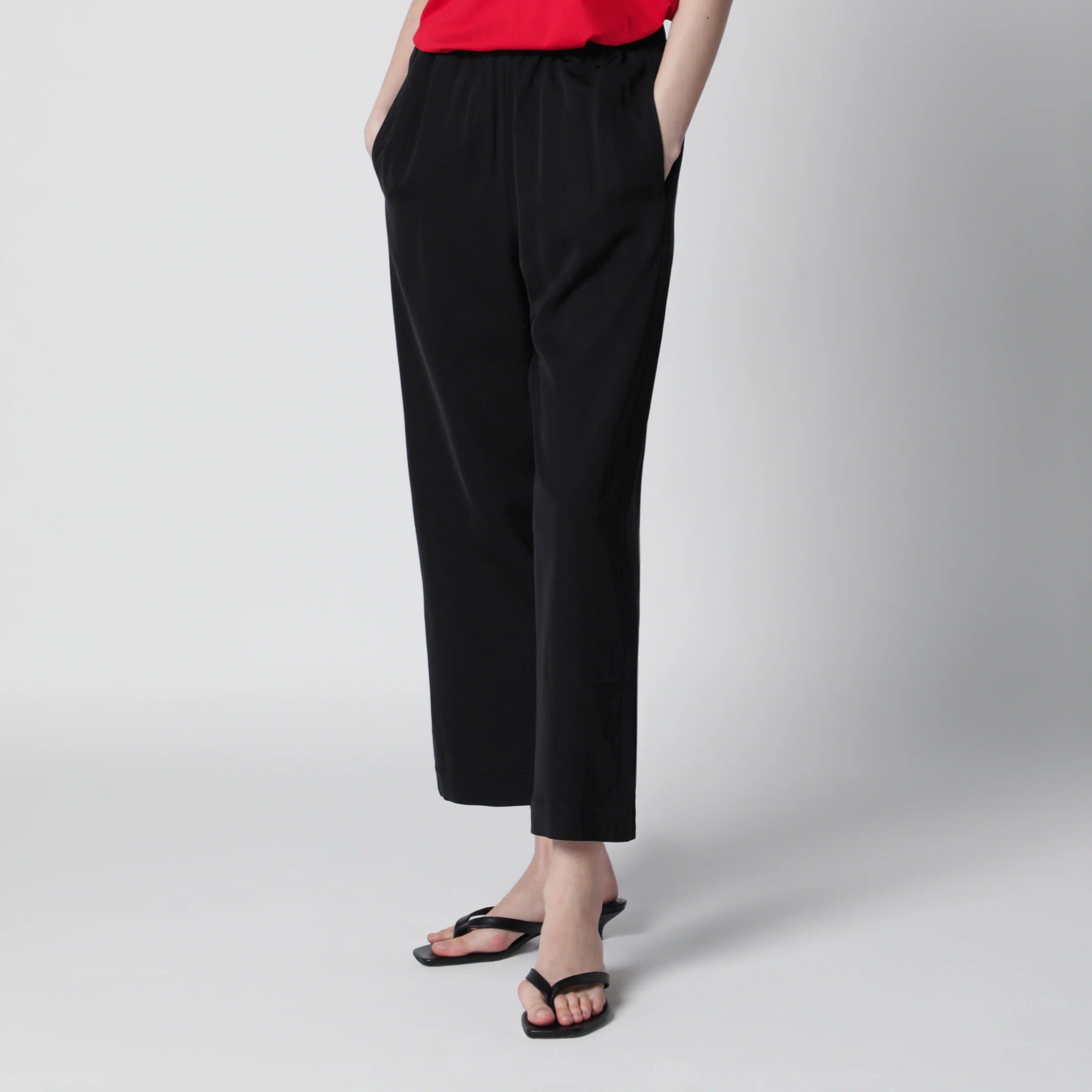 Róhe Black cropped trousers in wool blend