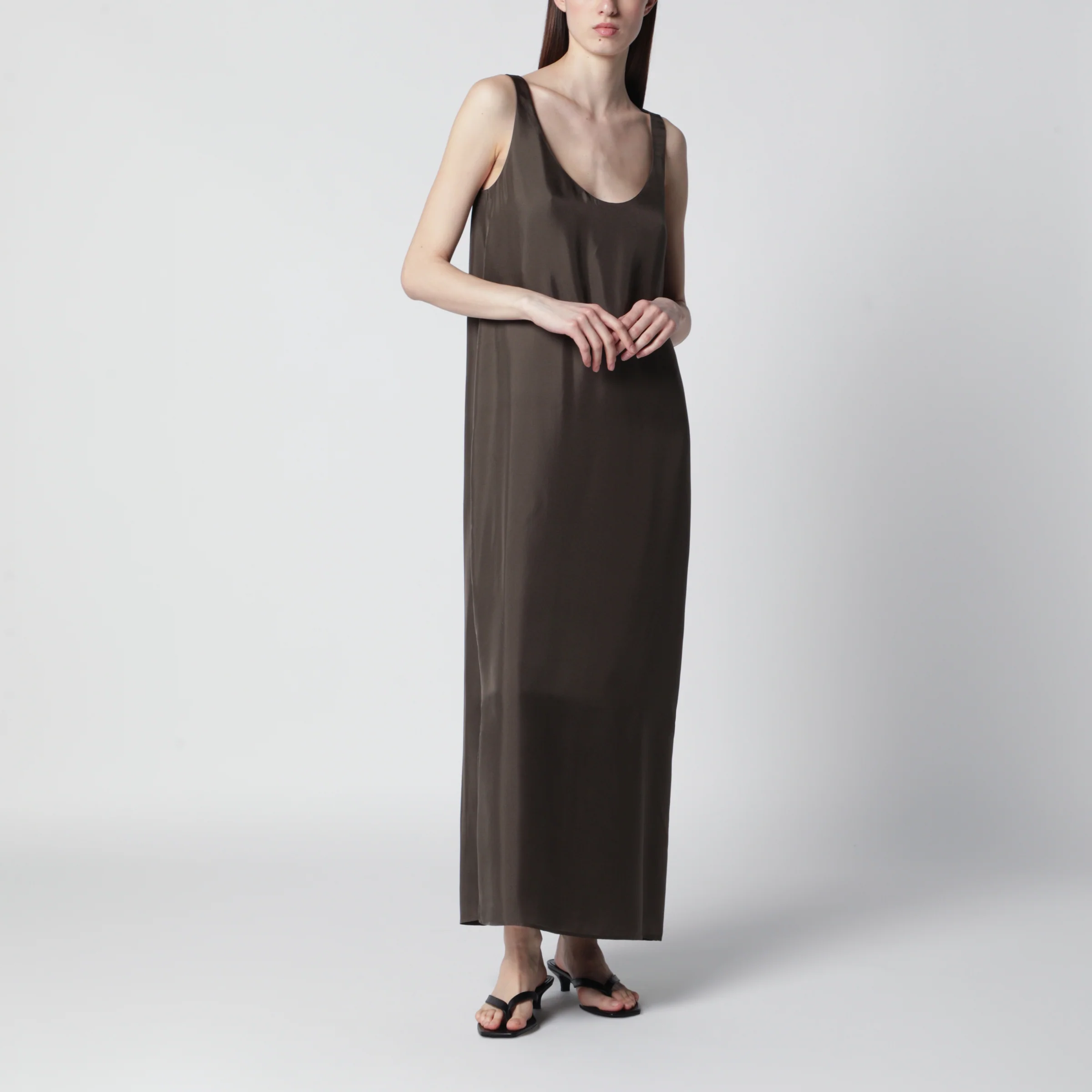 Róhe Earth-tone silk dress