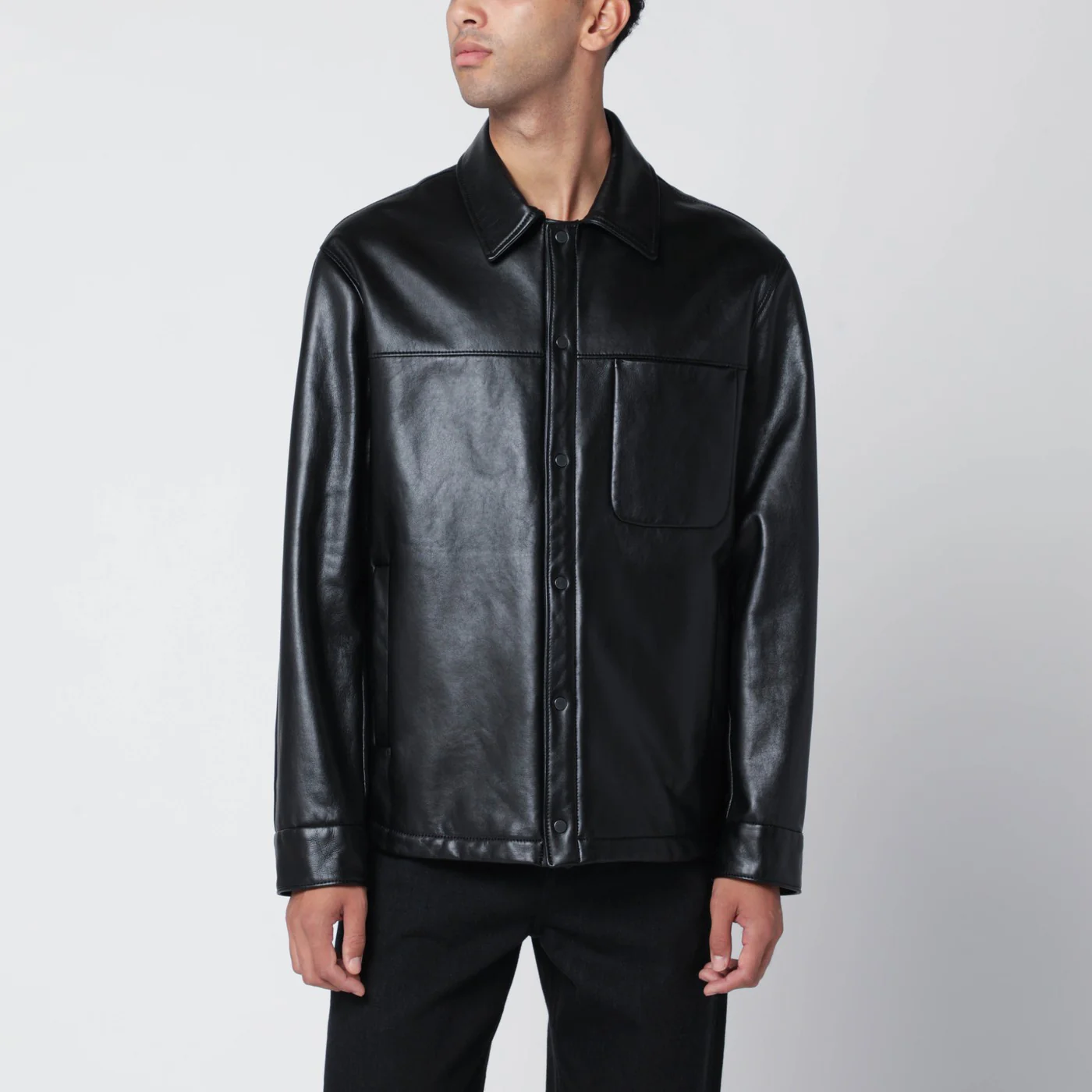 Salvatore Santoro Black leather overshirt