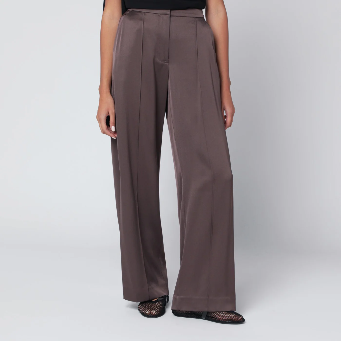 SIMKHAI Kyra trousers in chocolate satin