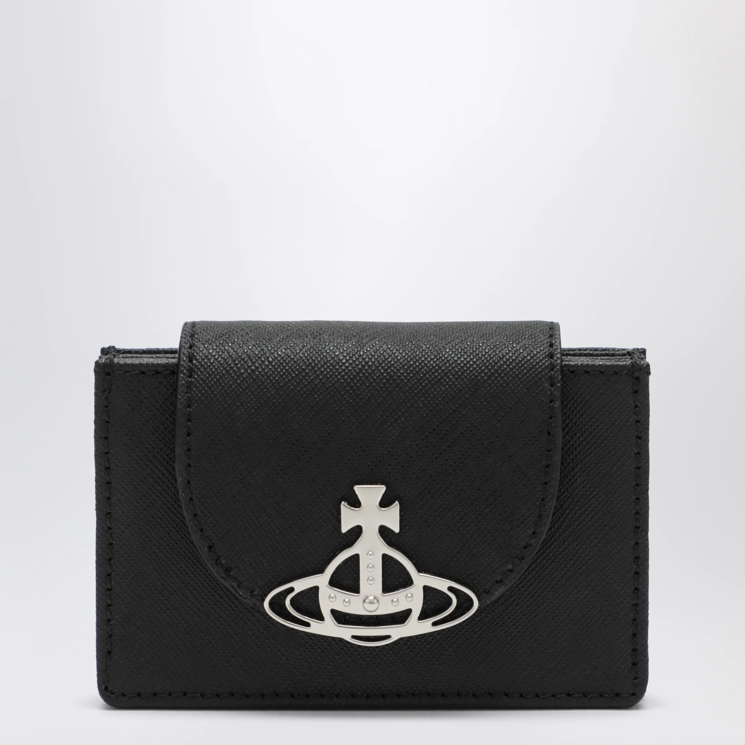 Vivienne Westwood Black leather card holder with Orb logo