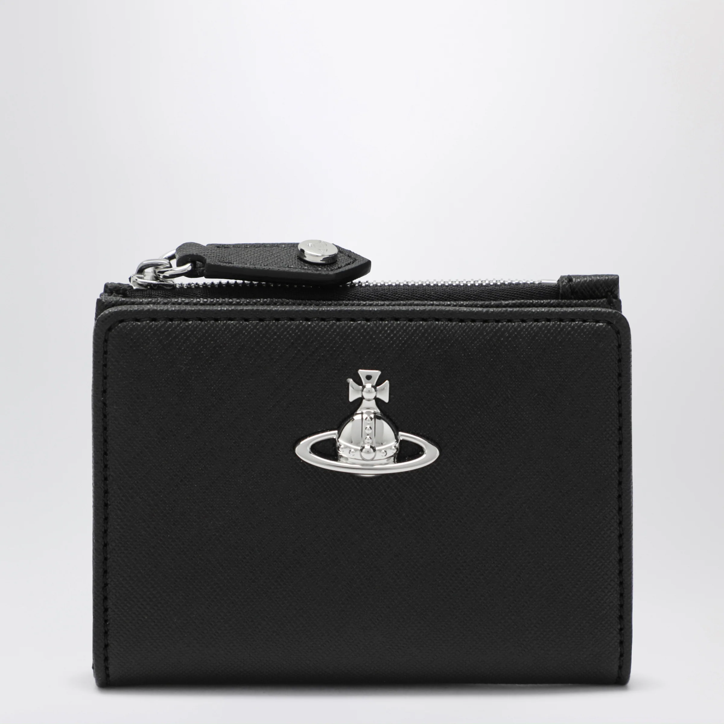 Vivienne Westwood Small black leather wallet with Orb logo
