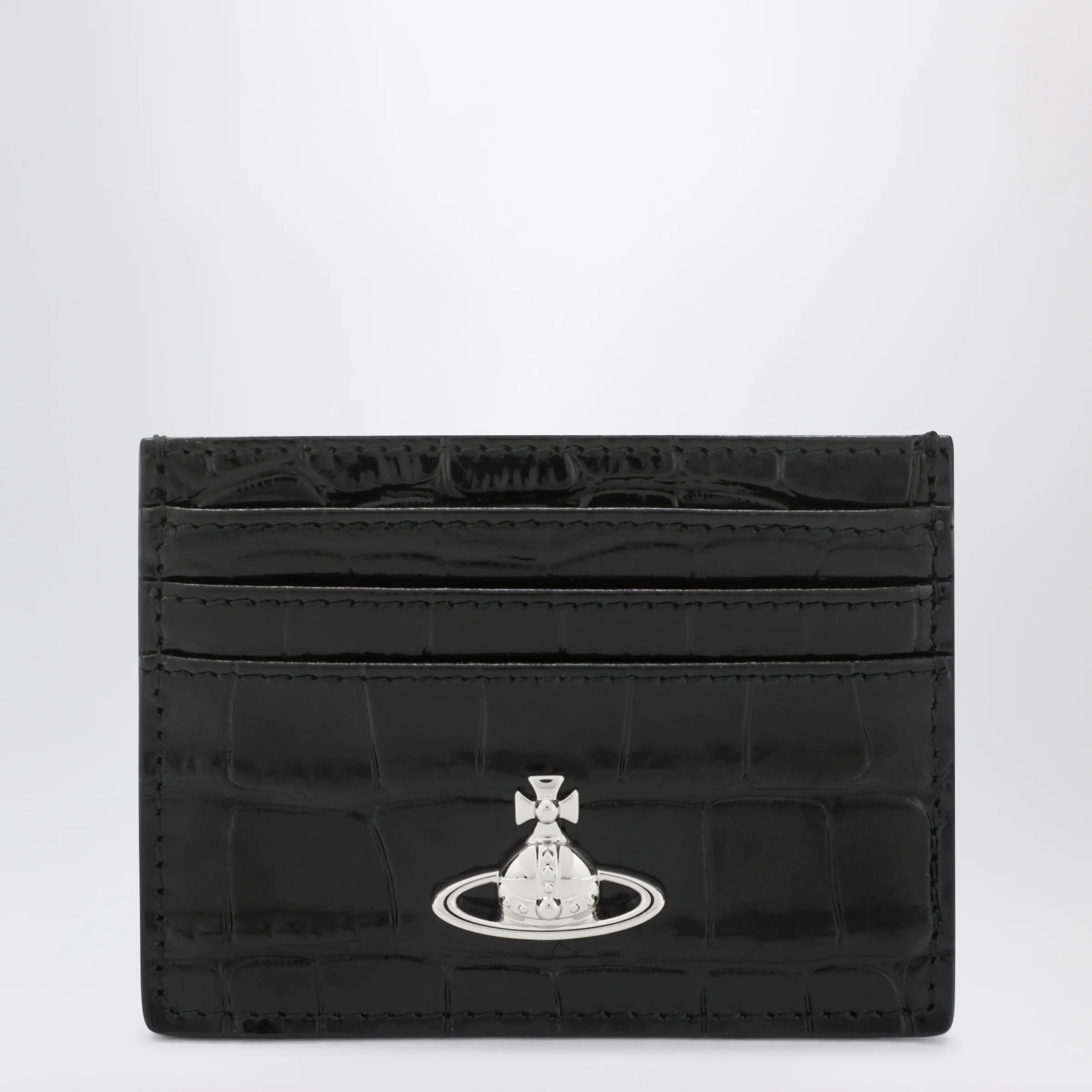 Vivienne Westwood Black croc-effect patent leather Flat card holder