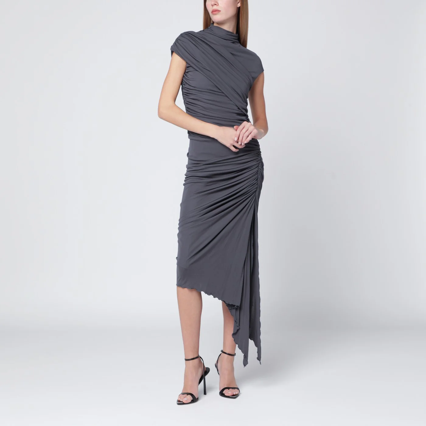 Francesco Murano Grey draped stretch jersey dress