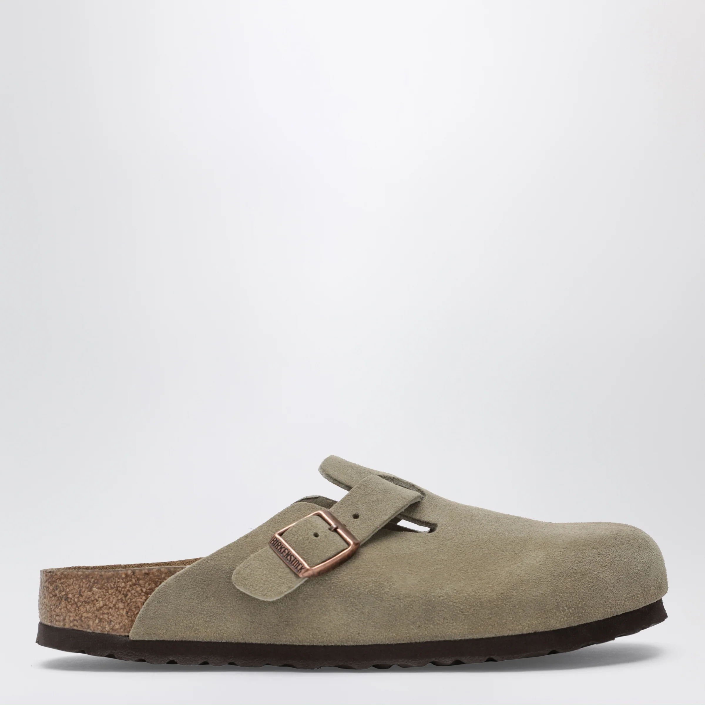 Taupe suede Boston clogs by Birkenstock