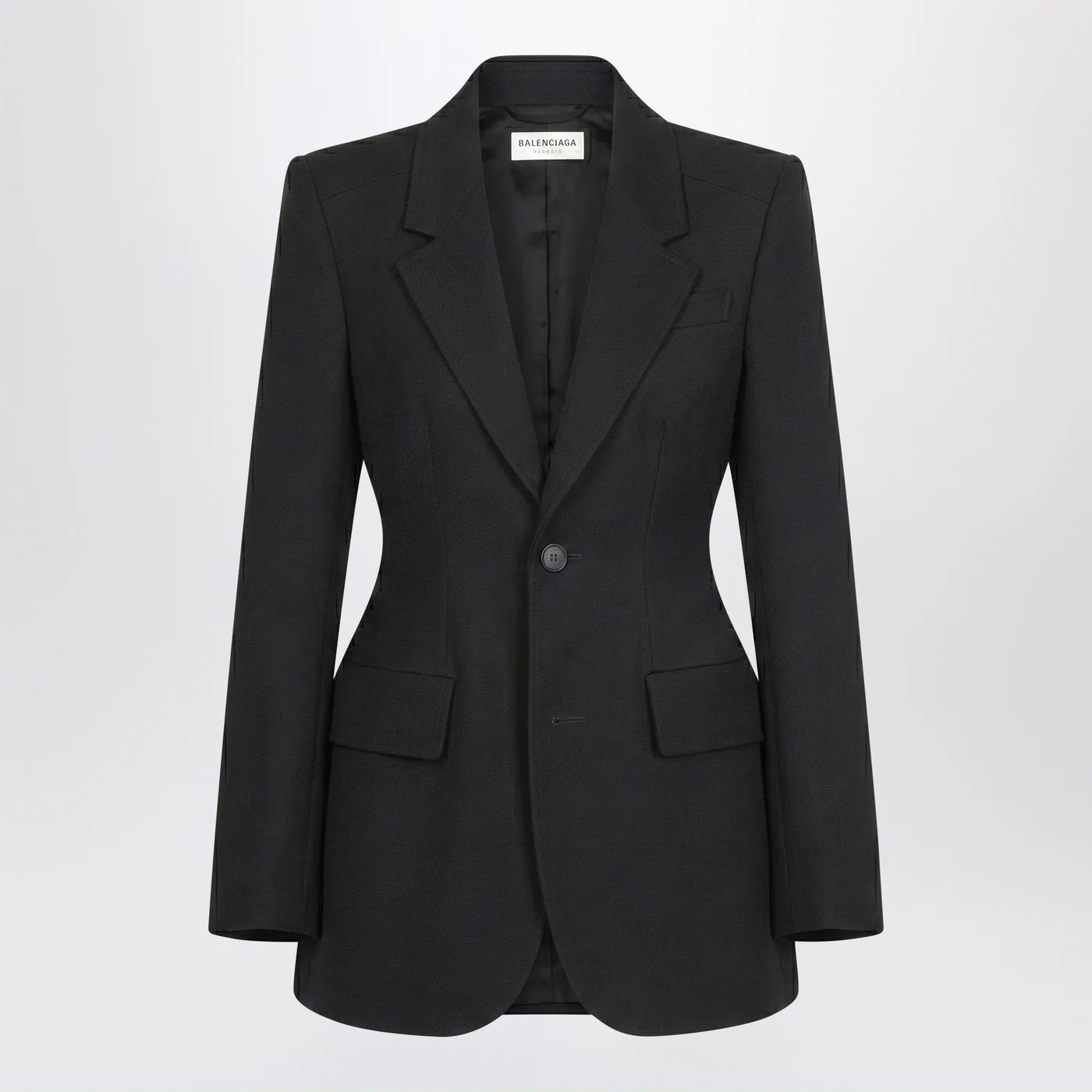 Balenciaga Hourglass jacket in black wool twill