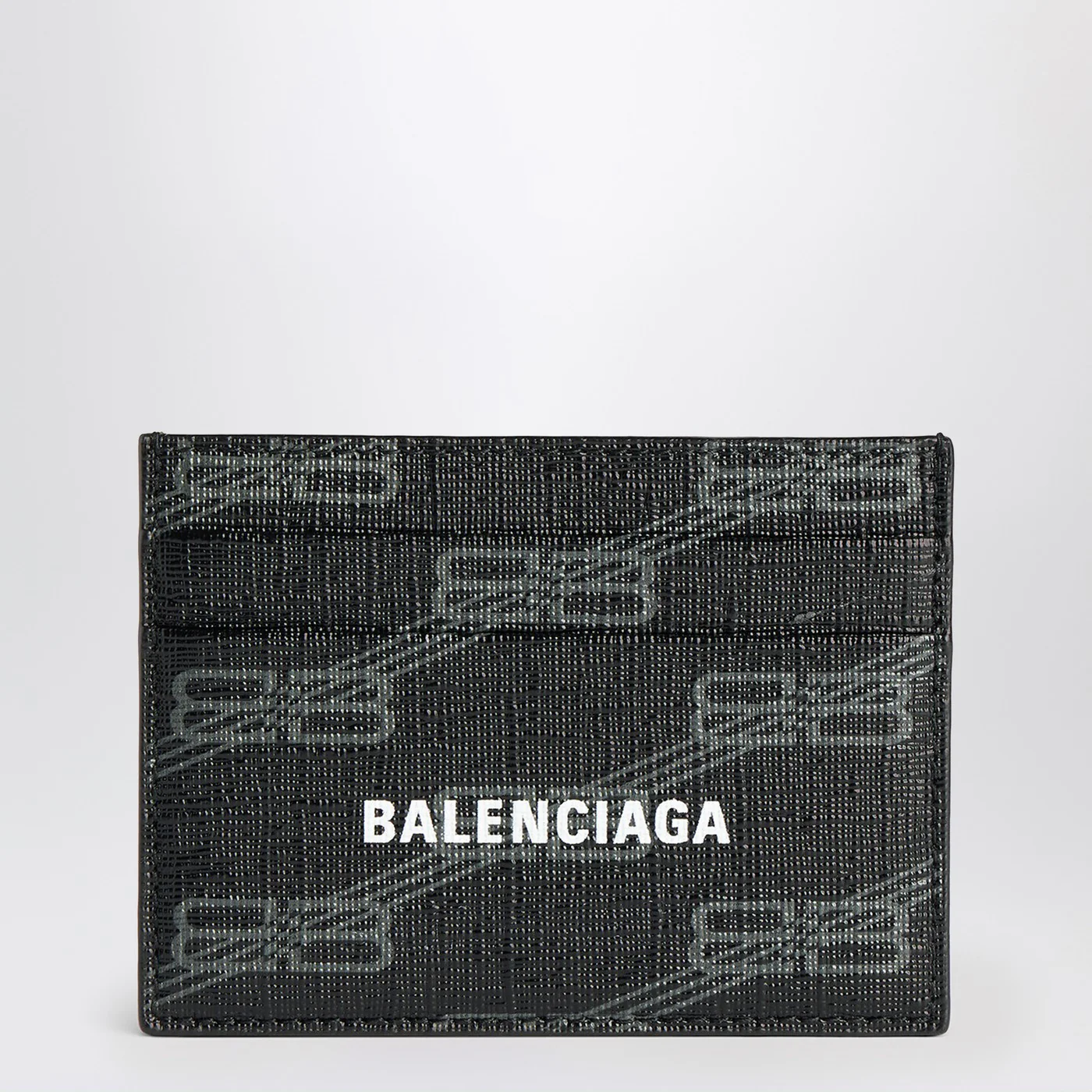 Balenciaga Signature card holder in black and grey BB Monogram coated canvas