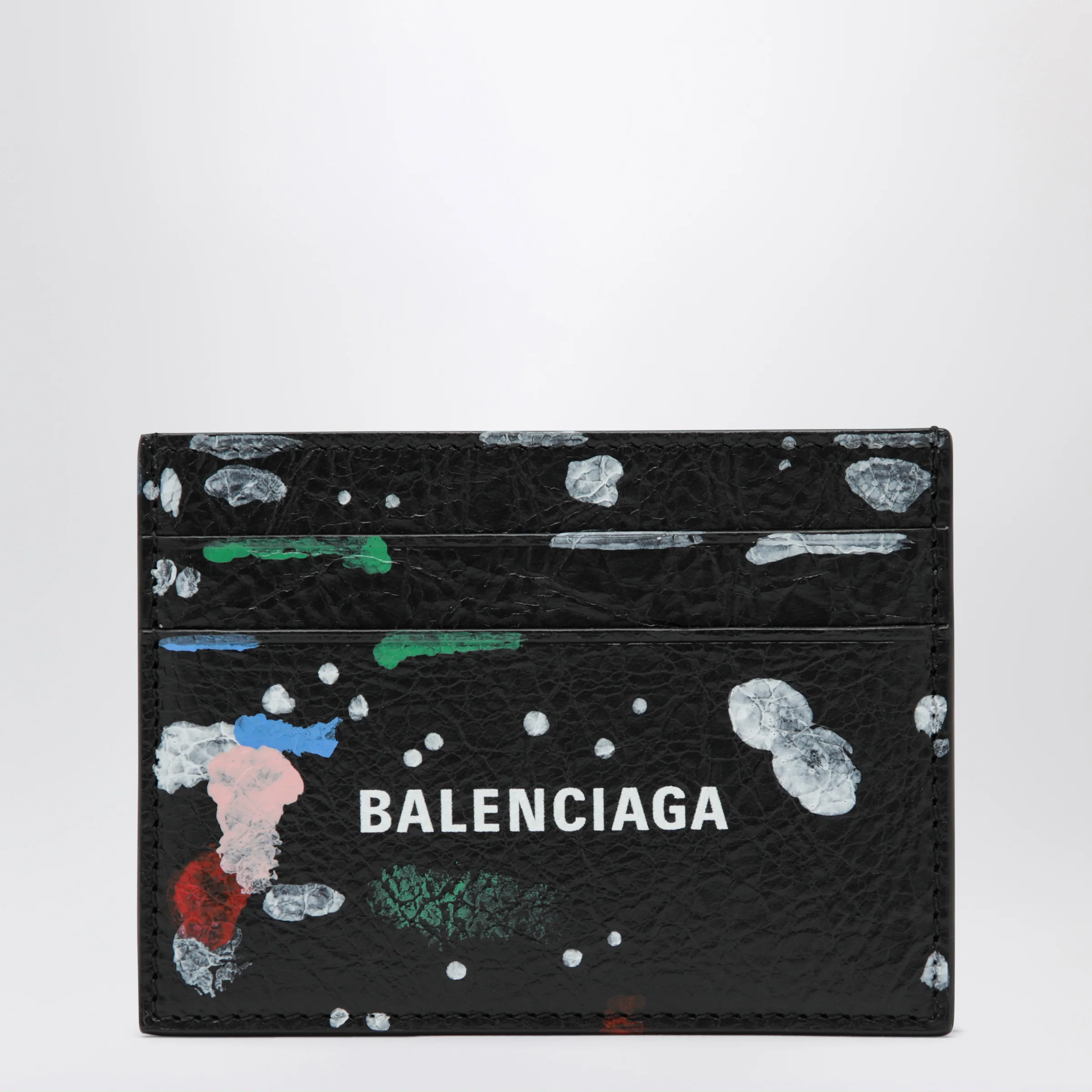 Balenciaga Cash leather card holder with painter’s print