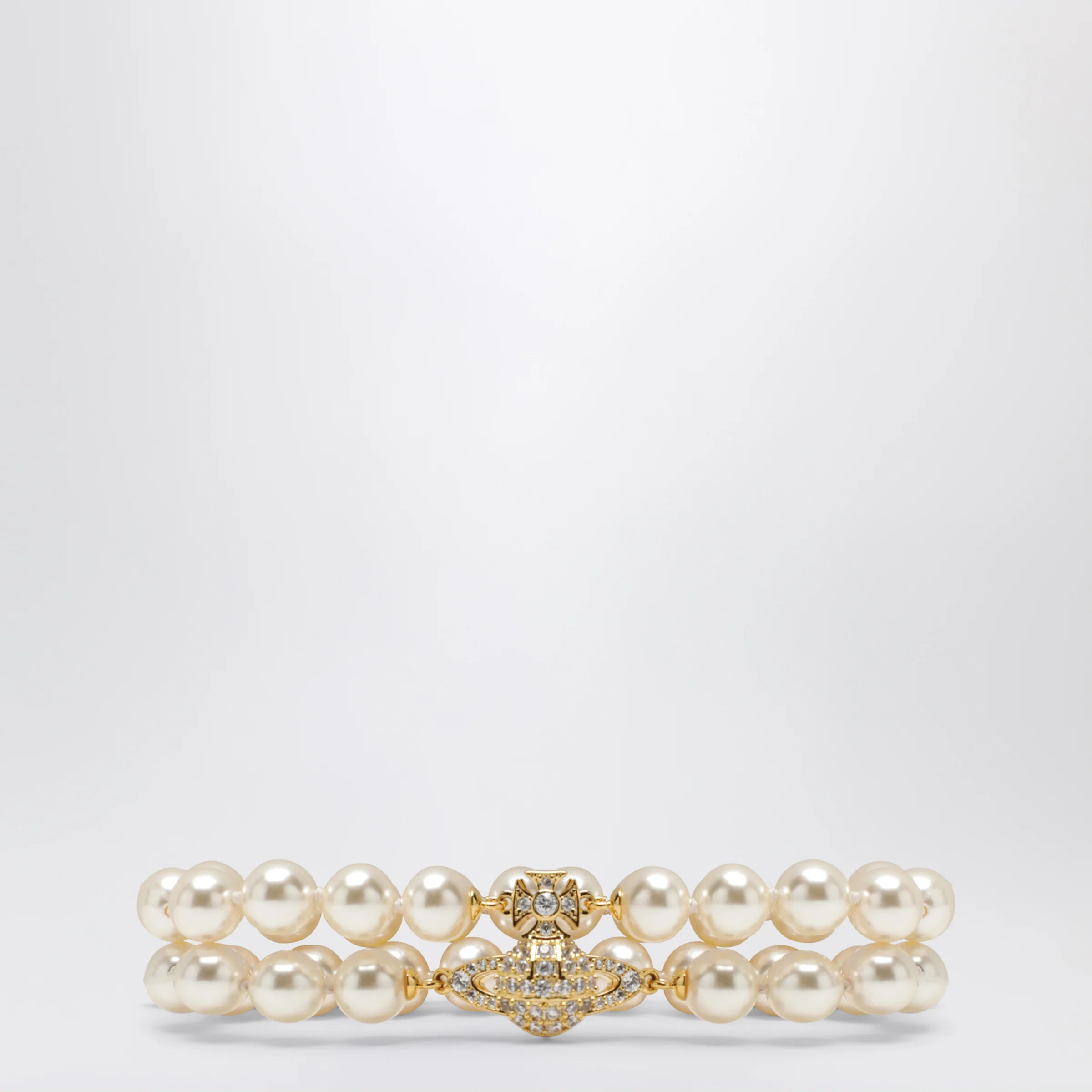 Vivienne Westwood Gold Orb two-row bracelet with pearls