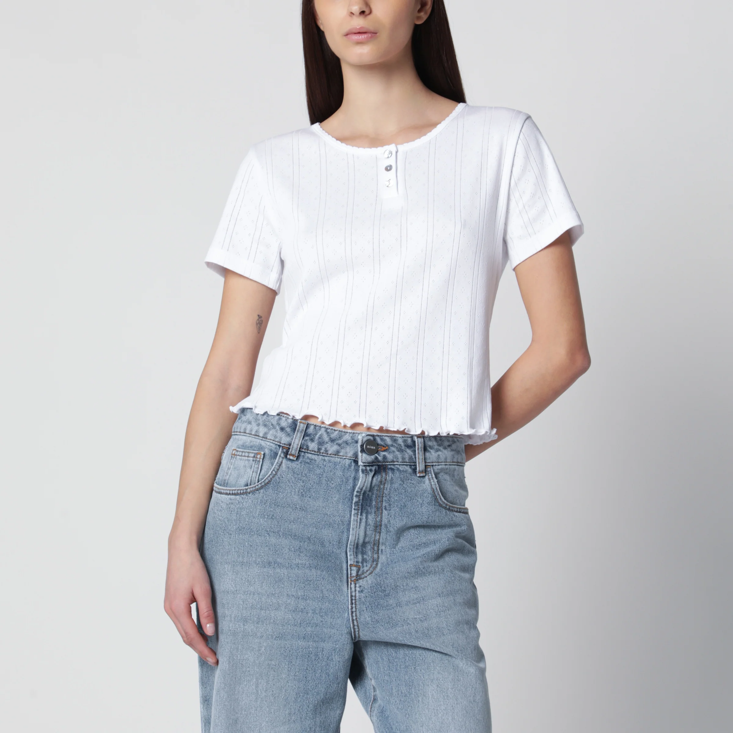 Róhe White cropped cotton T-shirt