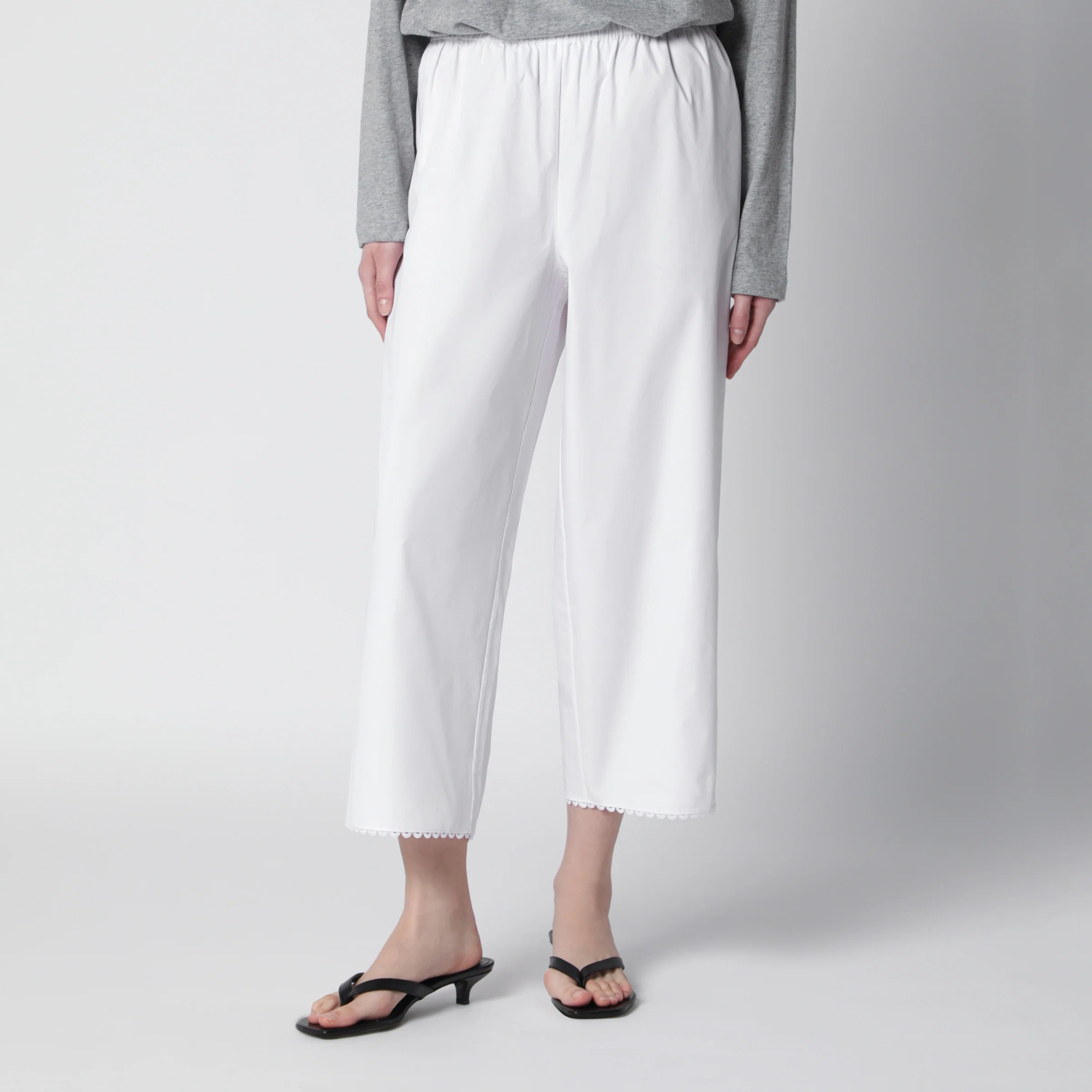 Róhe White cropped cotton trousers