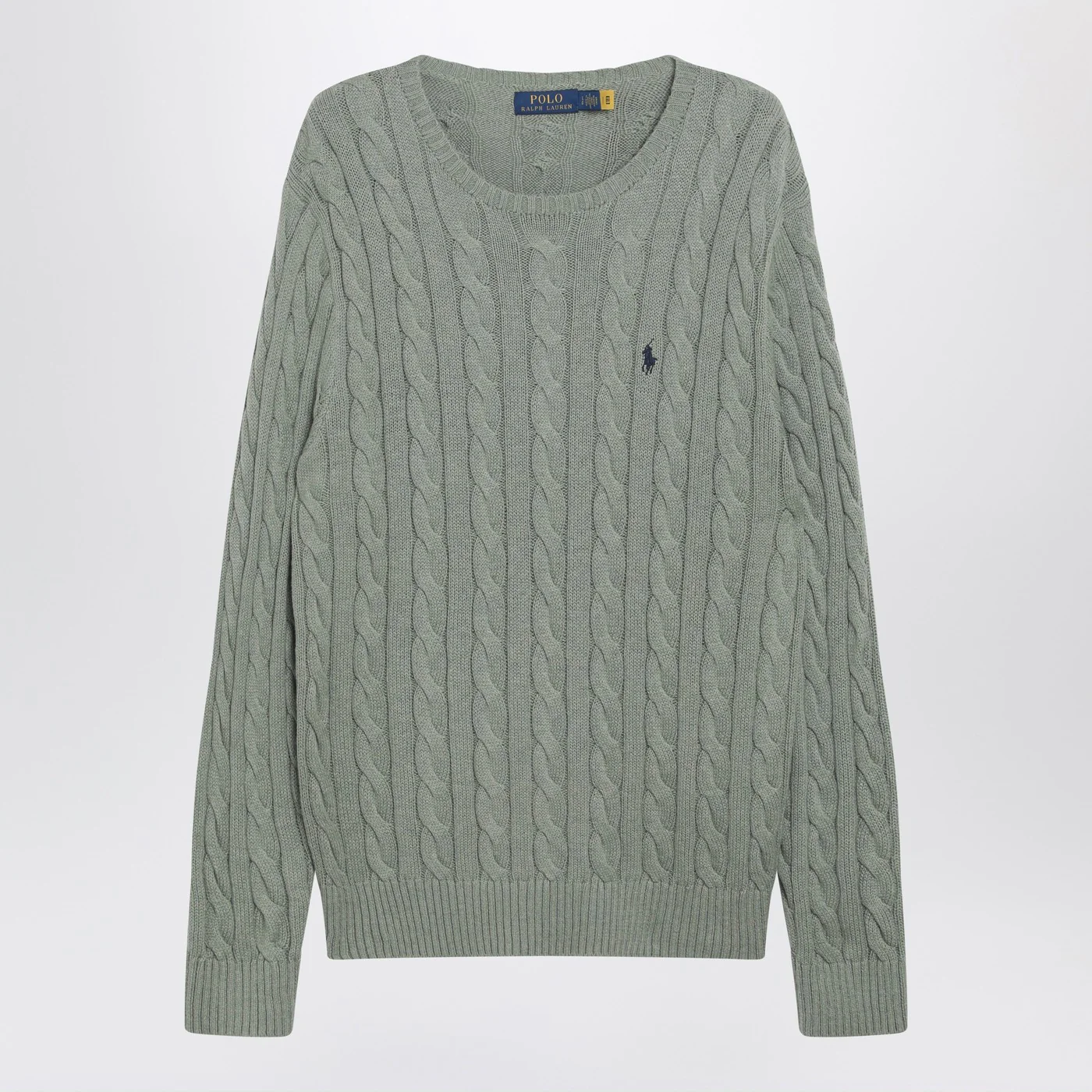 Polo Ralph Lauren Grey-green cotton cable-knit sweater