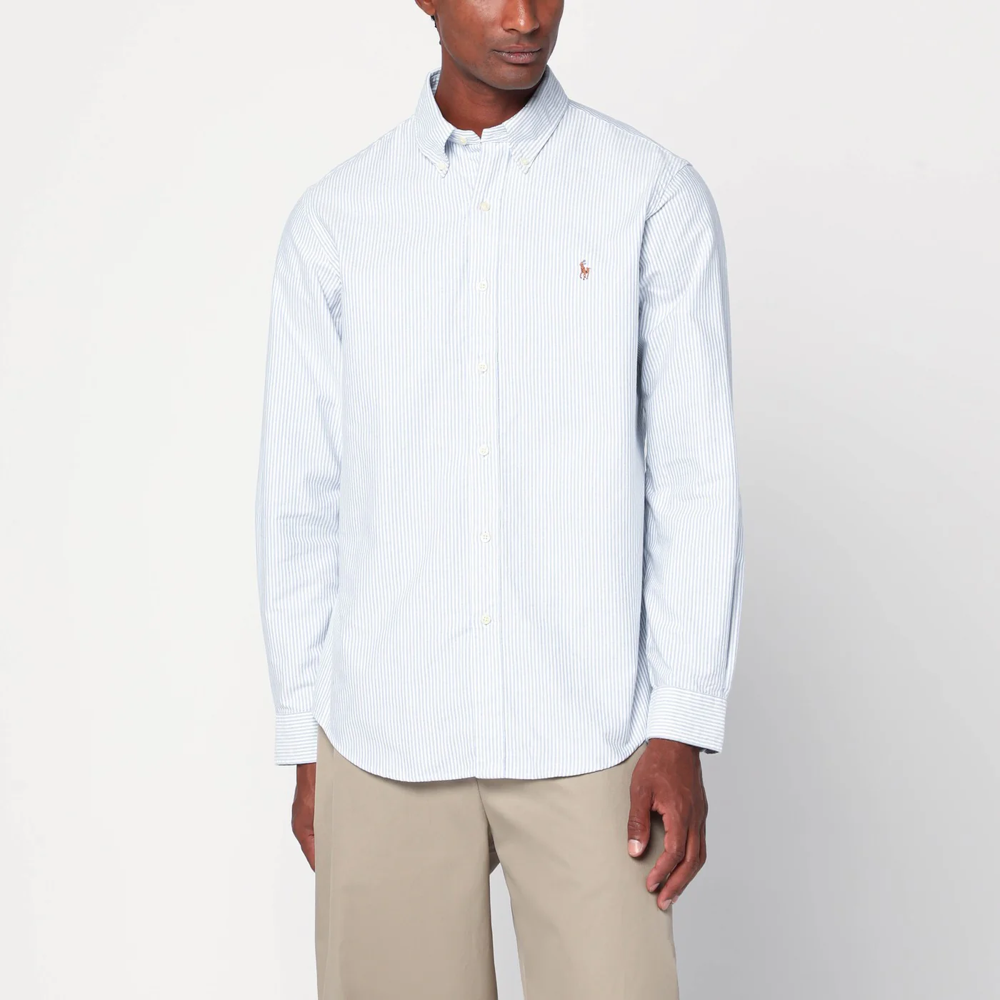 Polo Ralph Lauren Light blue/white striped Oxford shirt Custom-fit